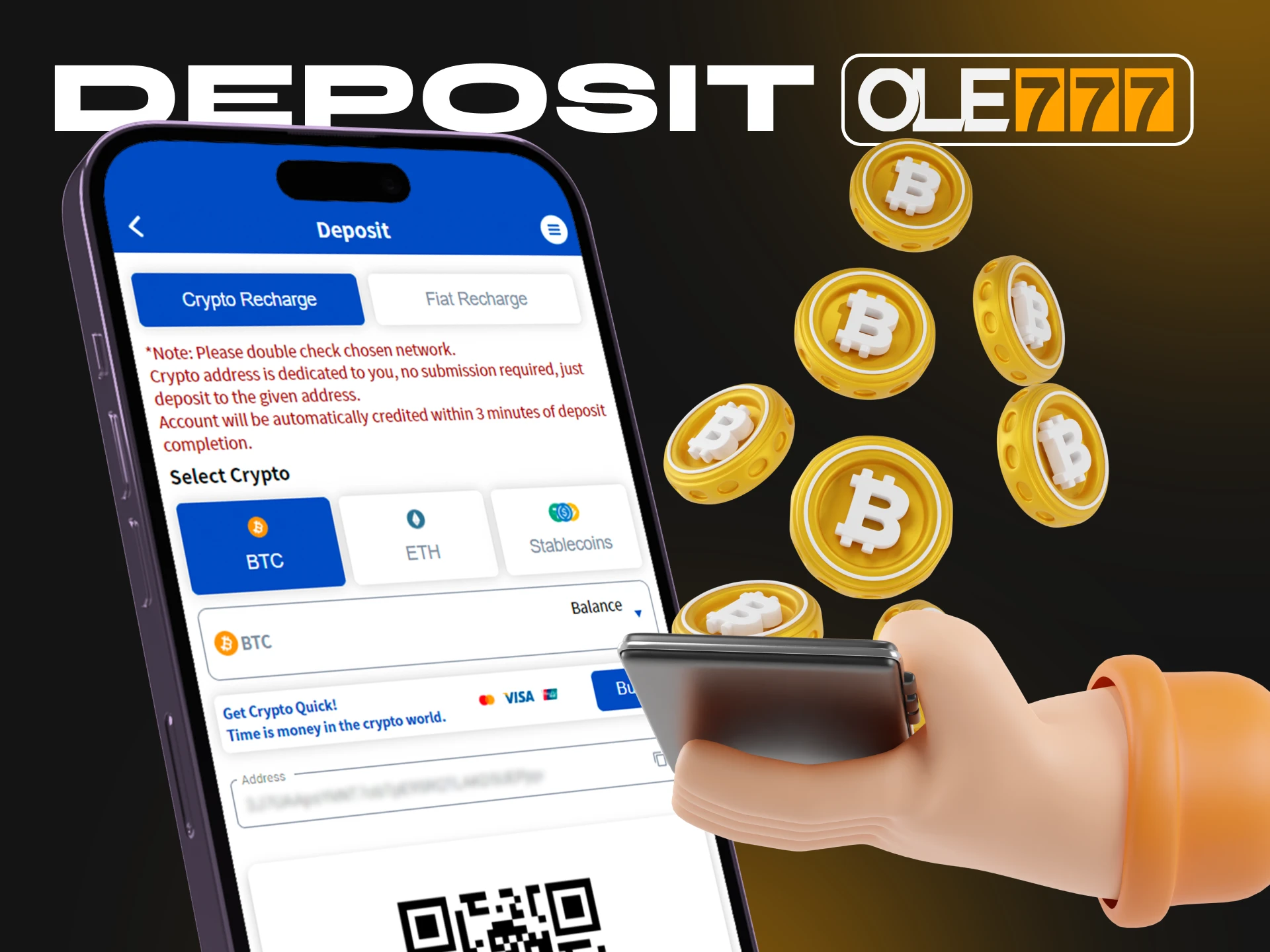 Making a deposit into your Ole777 casino account via the mobile app is quick and easy.