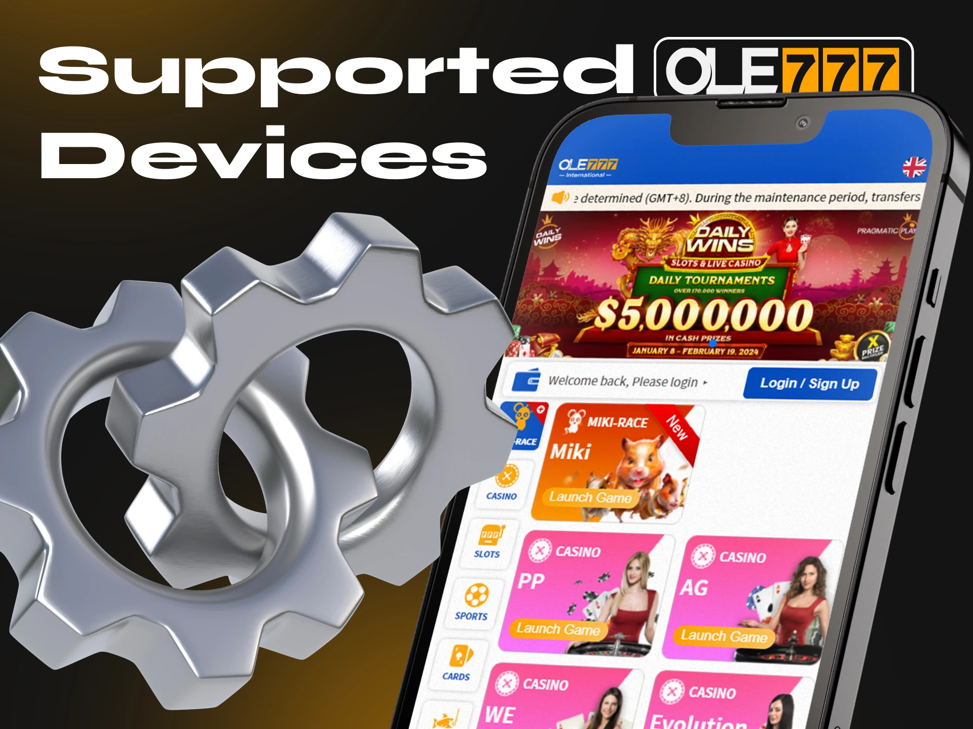 Read this list of iOS devices that support the Ole777 crypto casino app to see if your device is eligible to download the app.