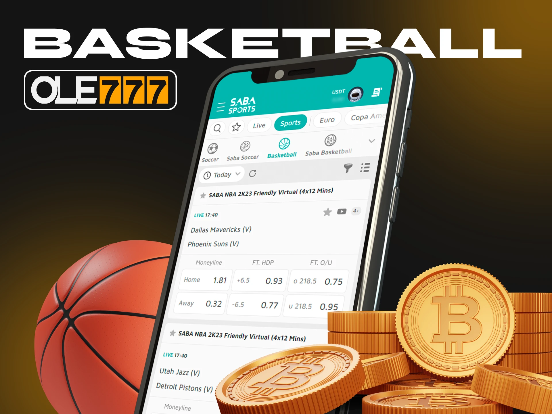 If you are a basketball fan, try betting on basketball directly from the Ole777 crypto casino app.