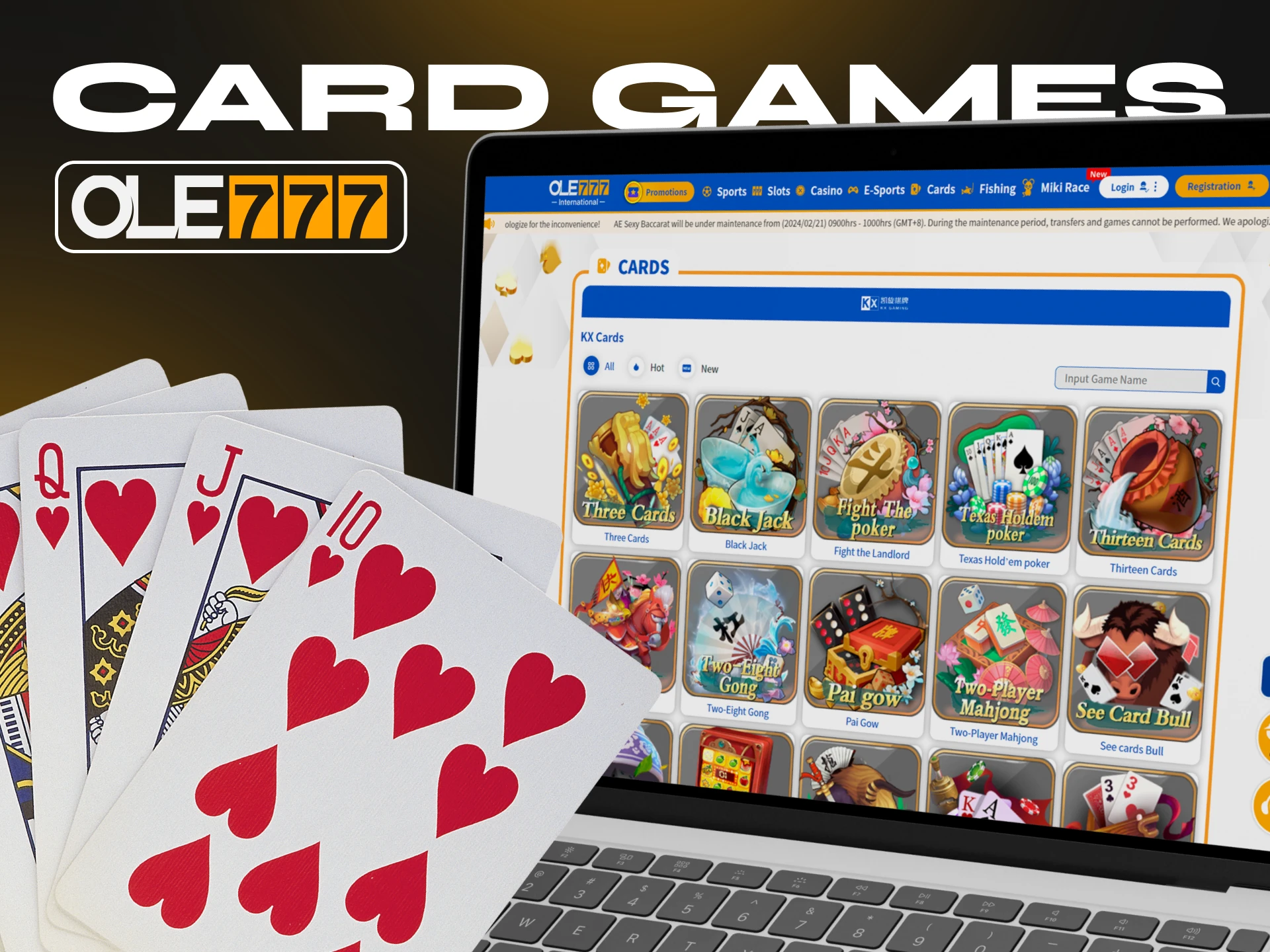At Ole777 casino you can play your favourite card games.