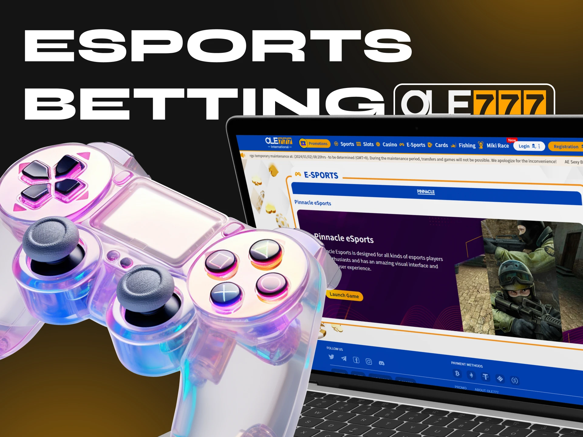Bet on eSports at Ole777 Casino using the Pinnacle eSports platform.