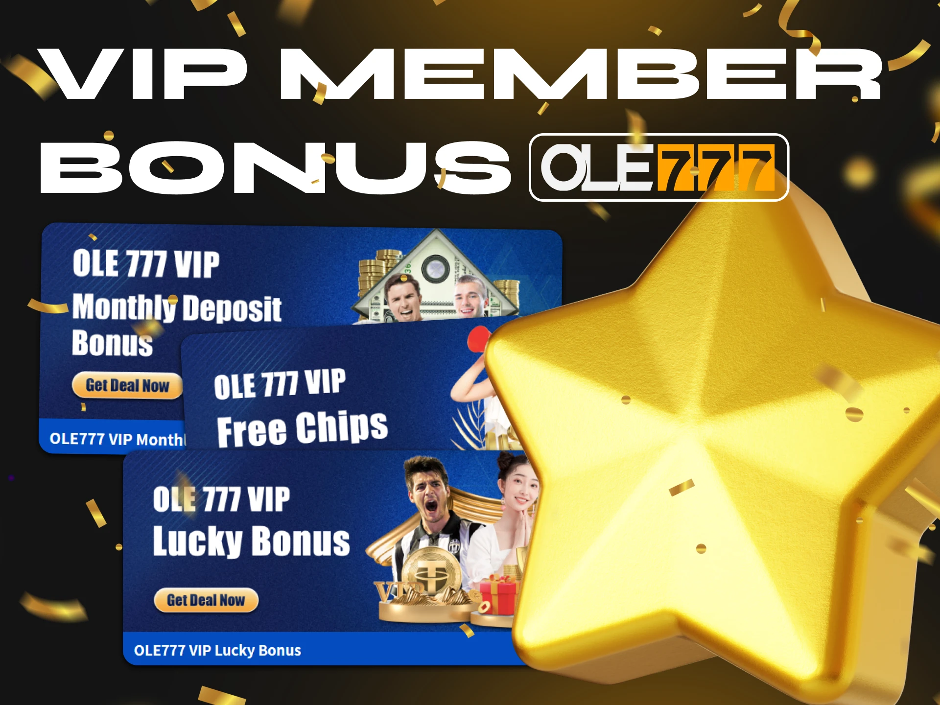 At Ole777 Casino you can get great VIP bonuses on deposits, free chips, etc.