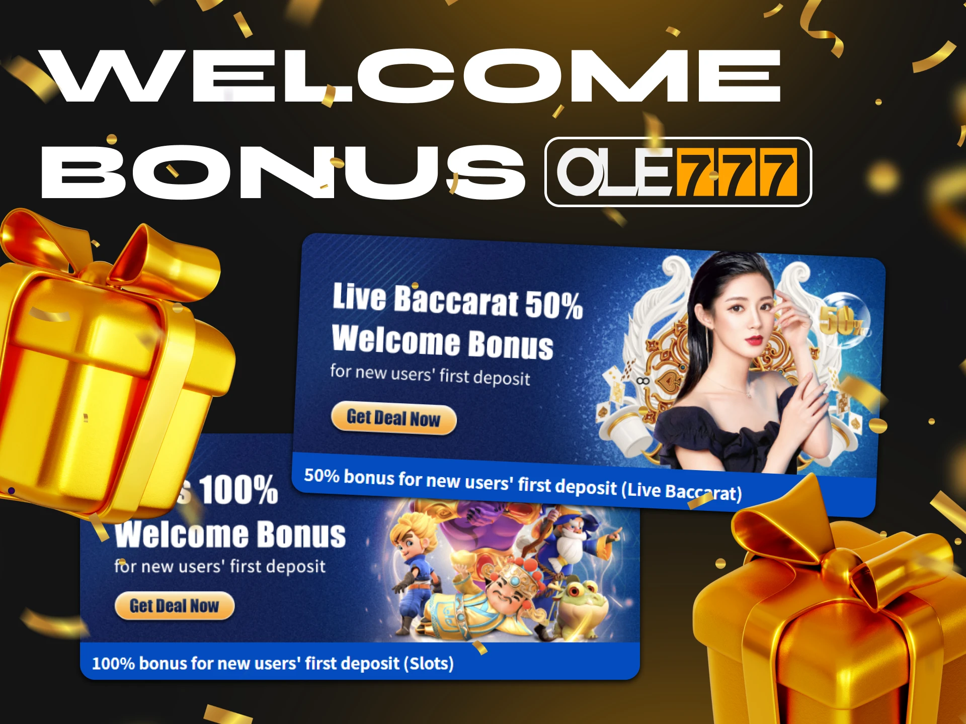 Ole777 Casino offers many different welcome bonuses.