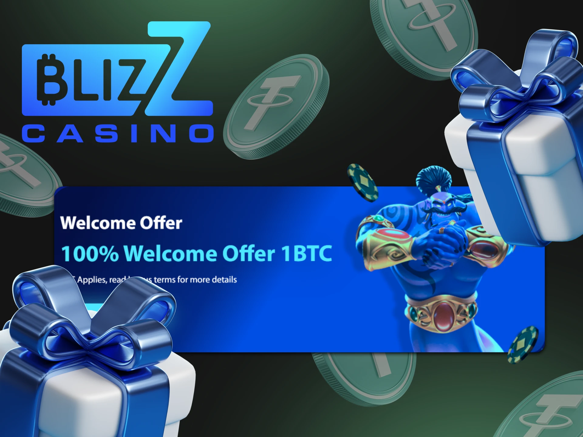 Blizz.io offers its newcomers a lucrative welcome bonus and the opportunity to play with Tether.