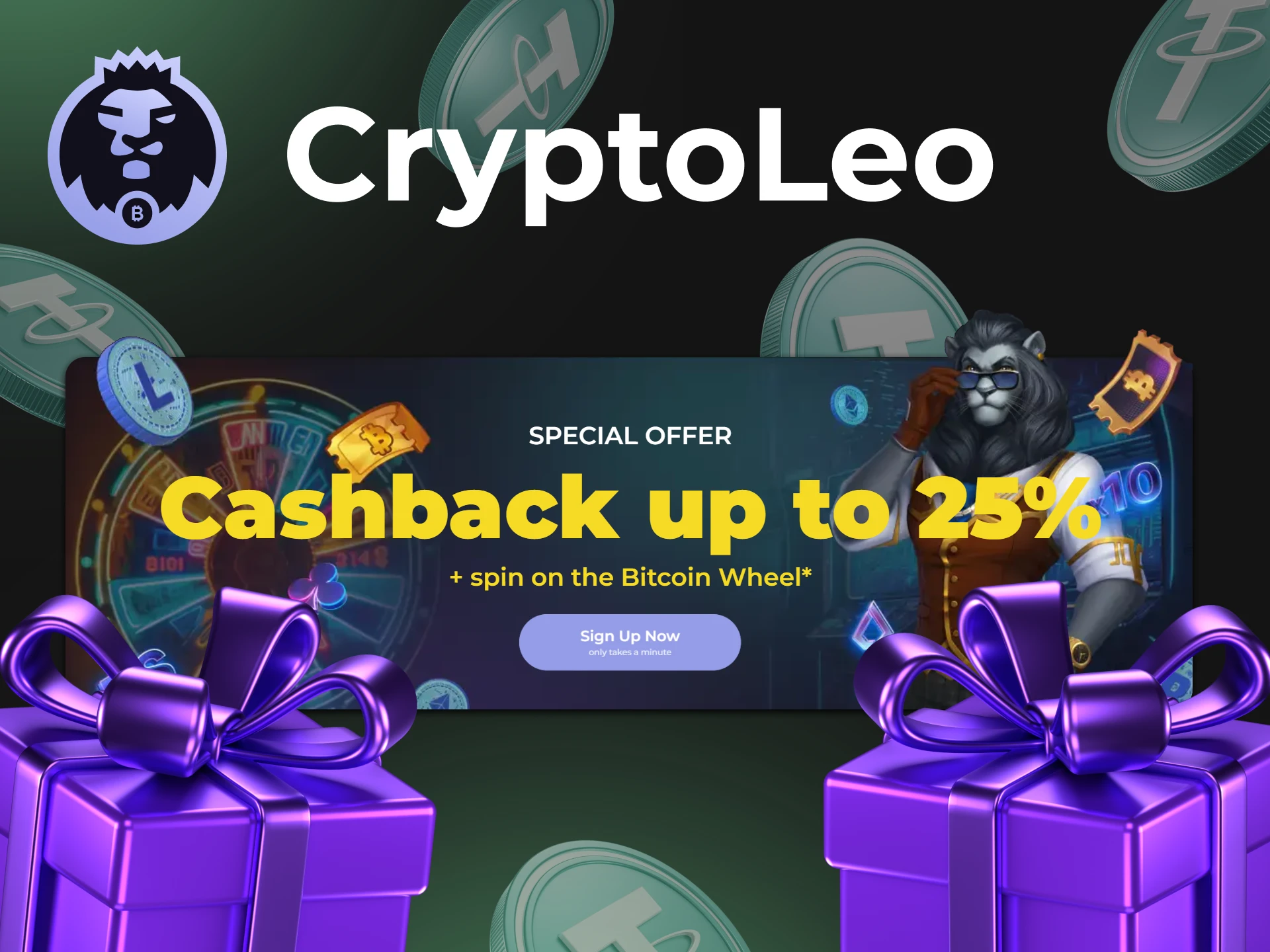 Get a cashback bonus at Cryptoleo and play at the casino with Tether coin.