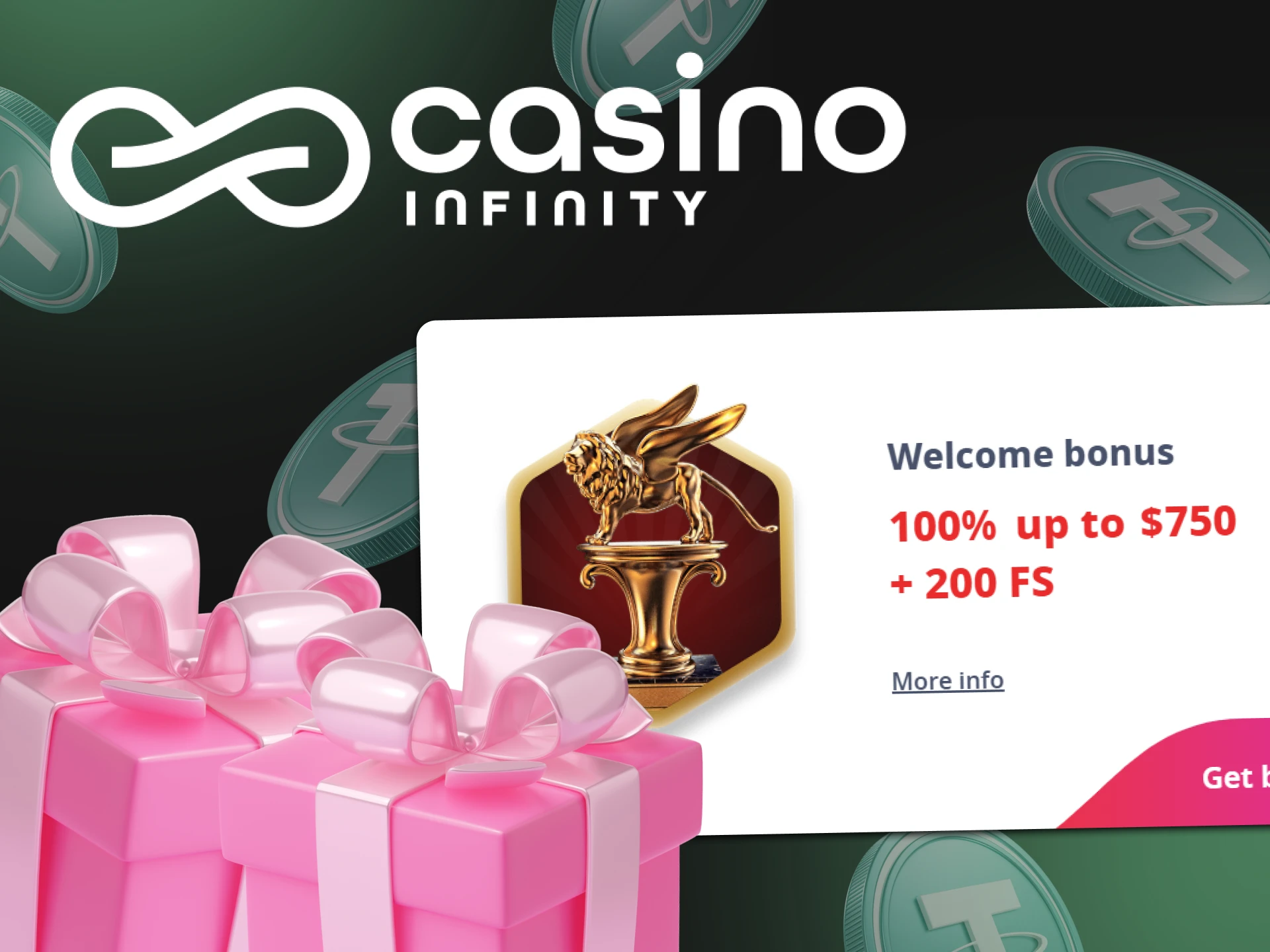 Get a big welcome bonus at Infinity Casino and start playing with USDT.