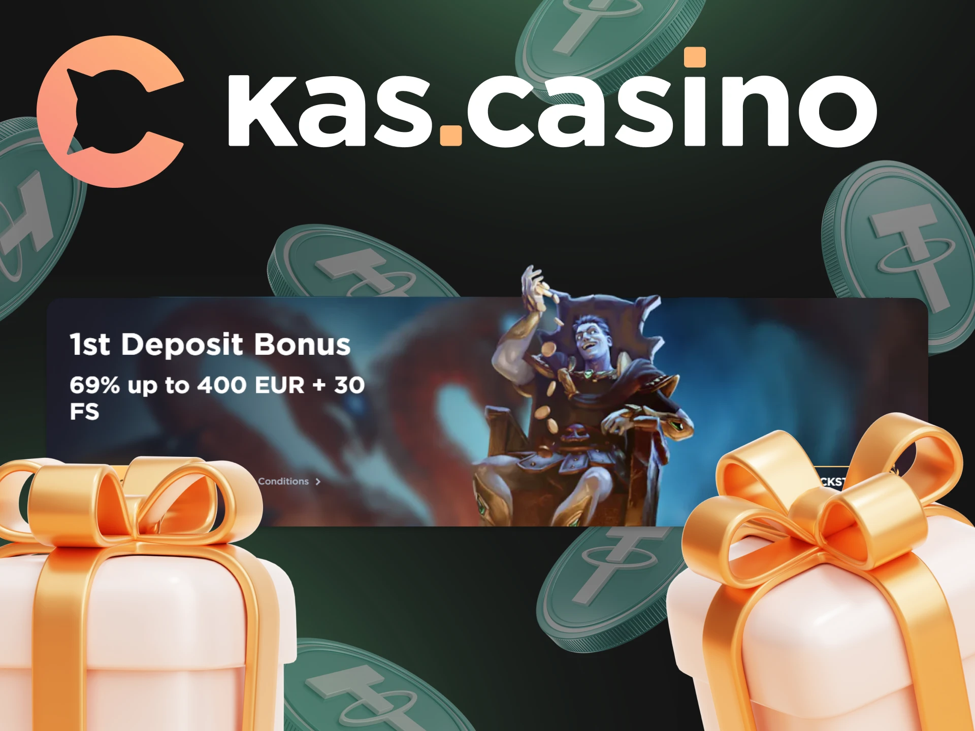 At Kas Casino you can get a welcome bonus and play with the Tether stablecoin.
