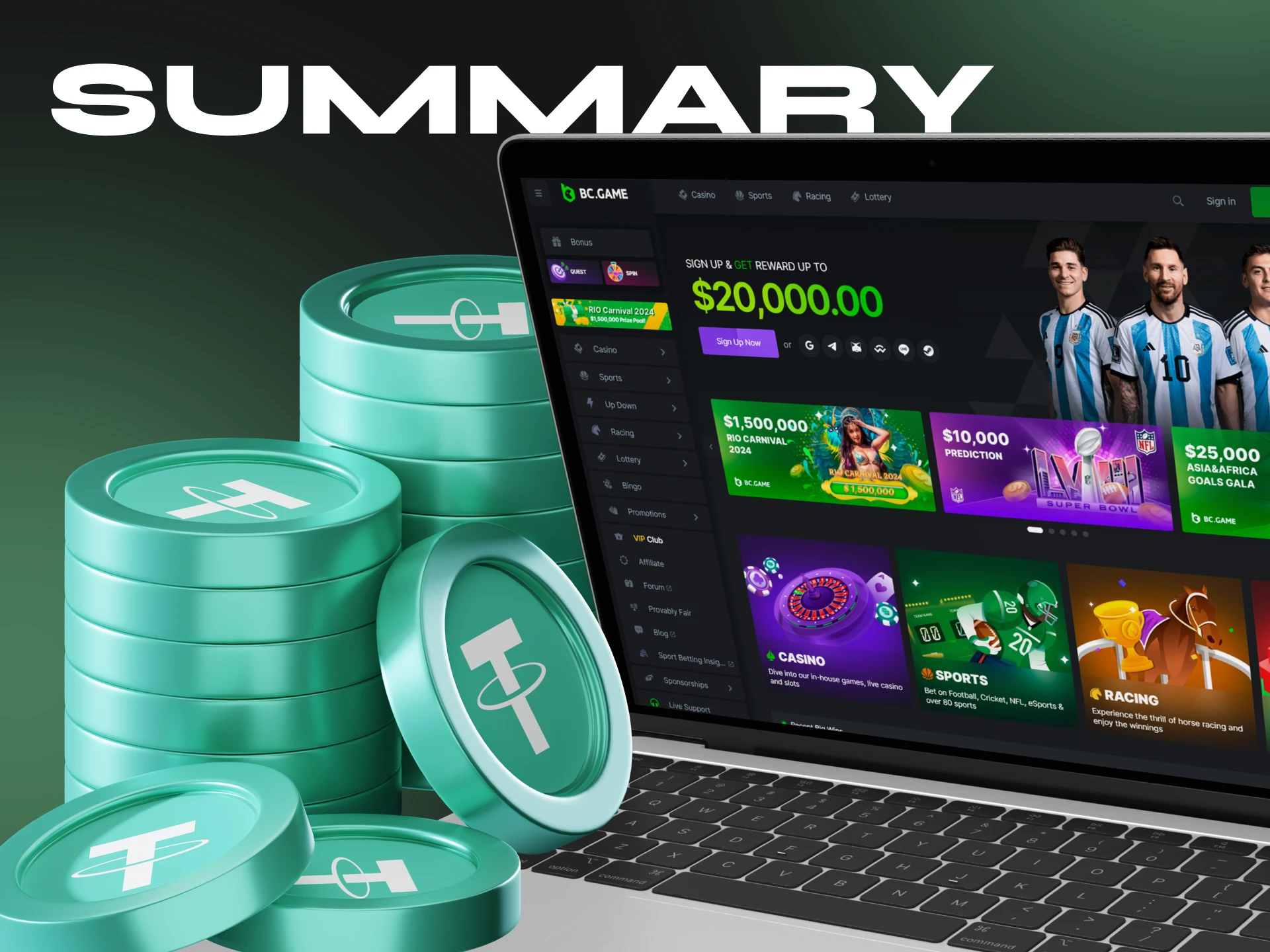 Choose your favorite casino from our list and start playing with the Tether stablecoin.