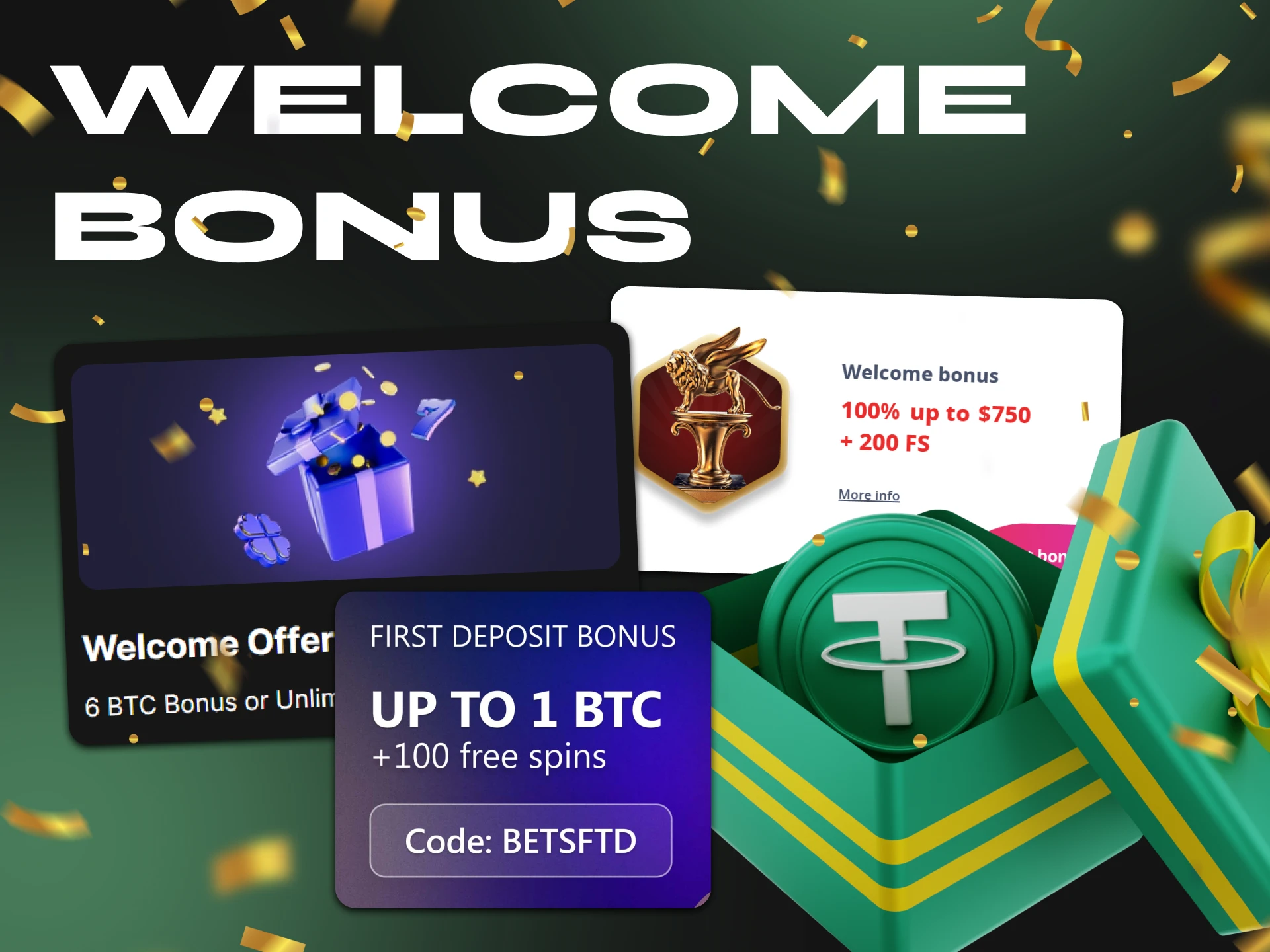 Register at Tether Casino and receive a great welcome bonus.