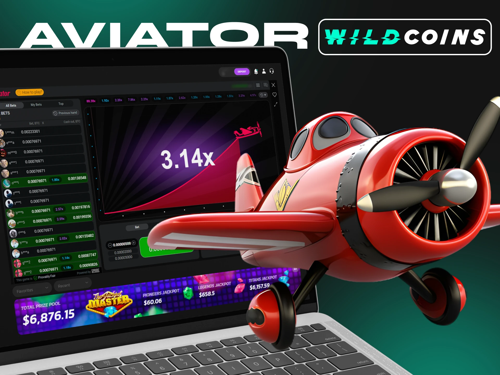 Aviator is the most popular crash game, try playing on WIldcoins.