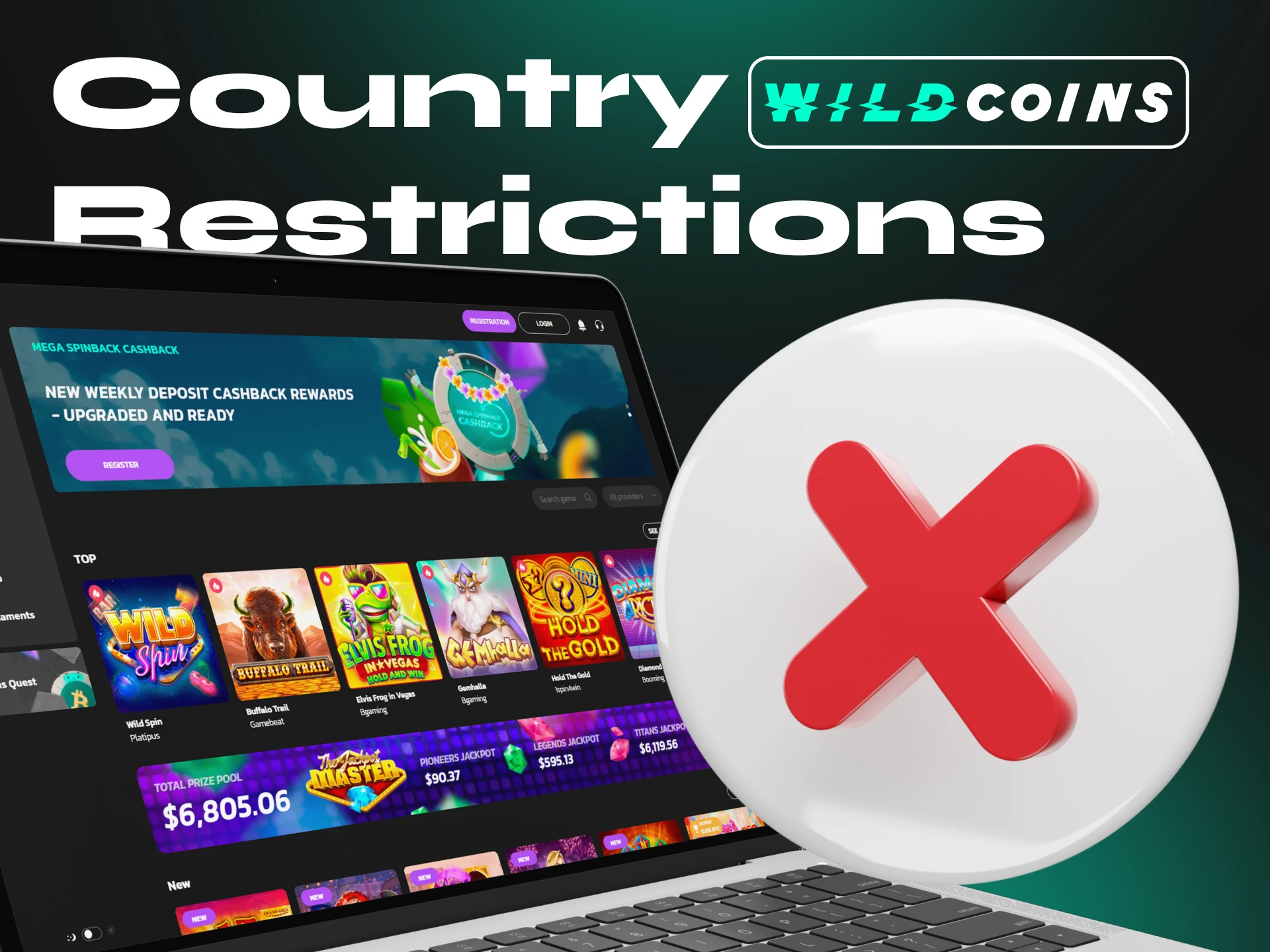 Unfortunately, Wildcoins Casino is not available in many countries.