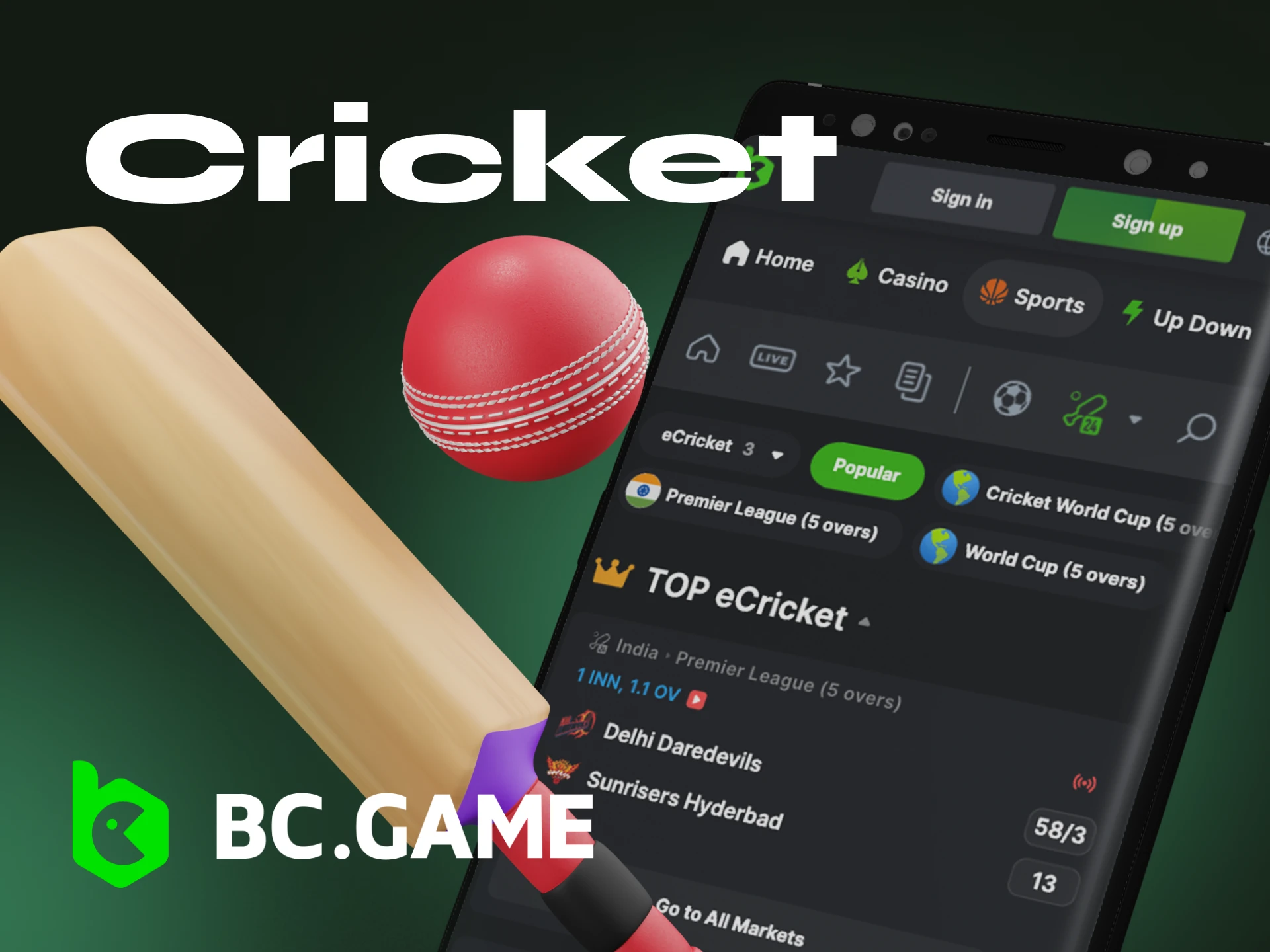 What cricket leagues are there at BC Game online casino.