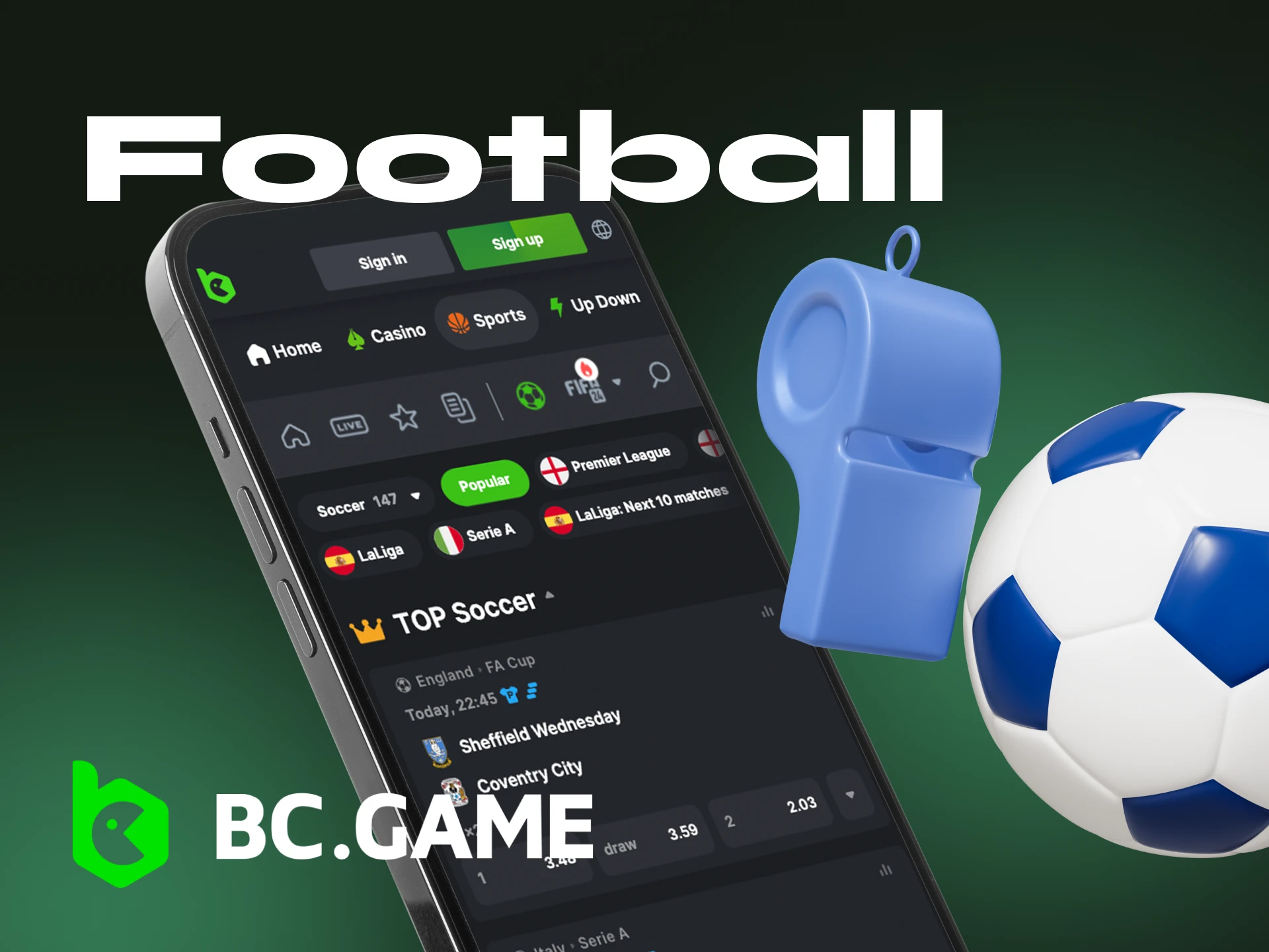 Can I bet on football at the BC Game online casino.