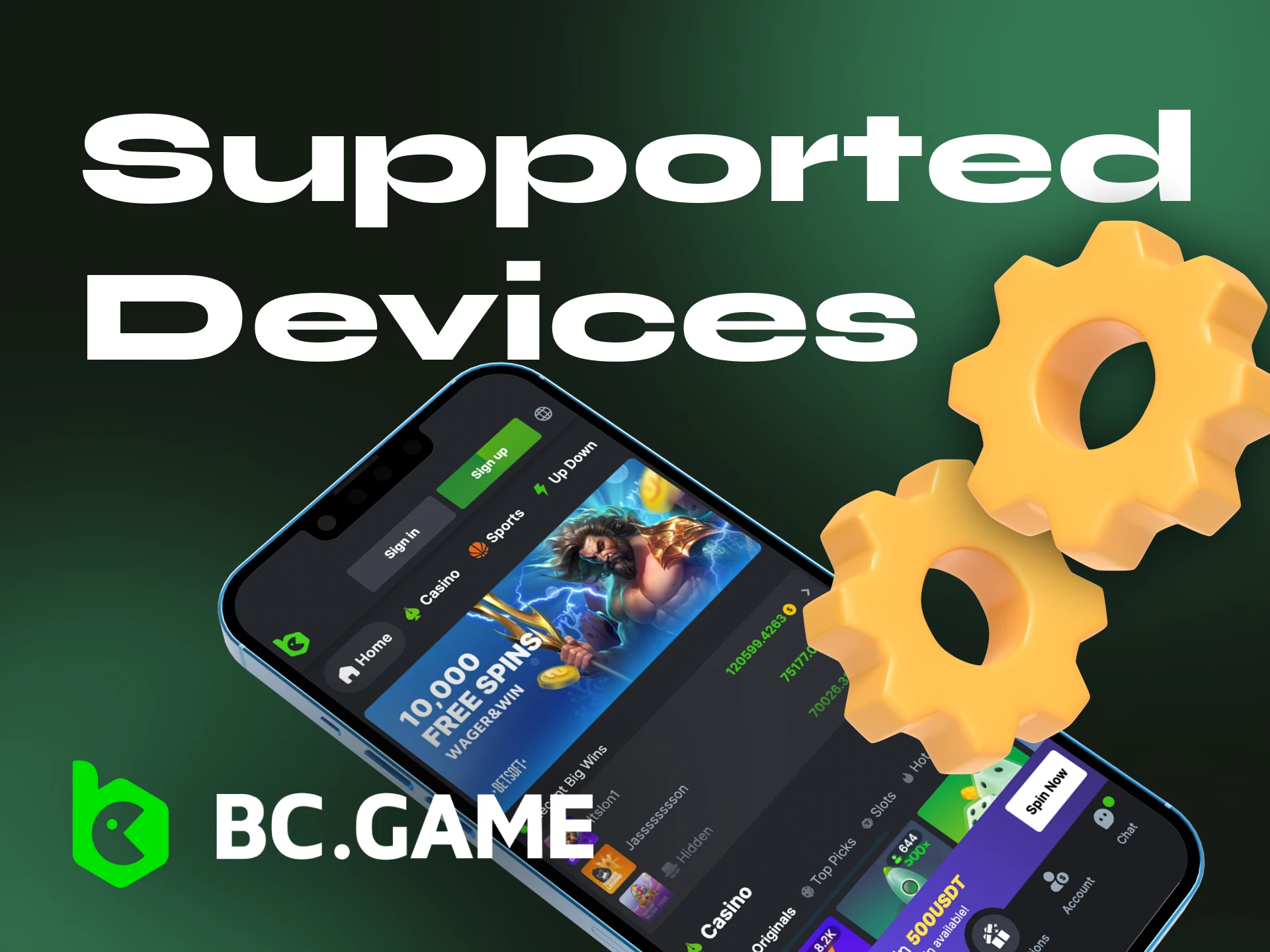 Which iOS phones support the BC Game online casino app.