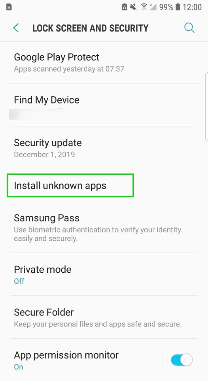 How to change settings for downloading an application on an Android phone.