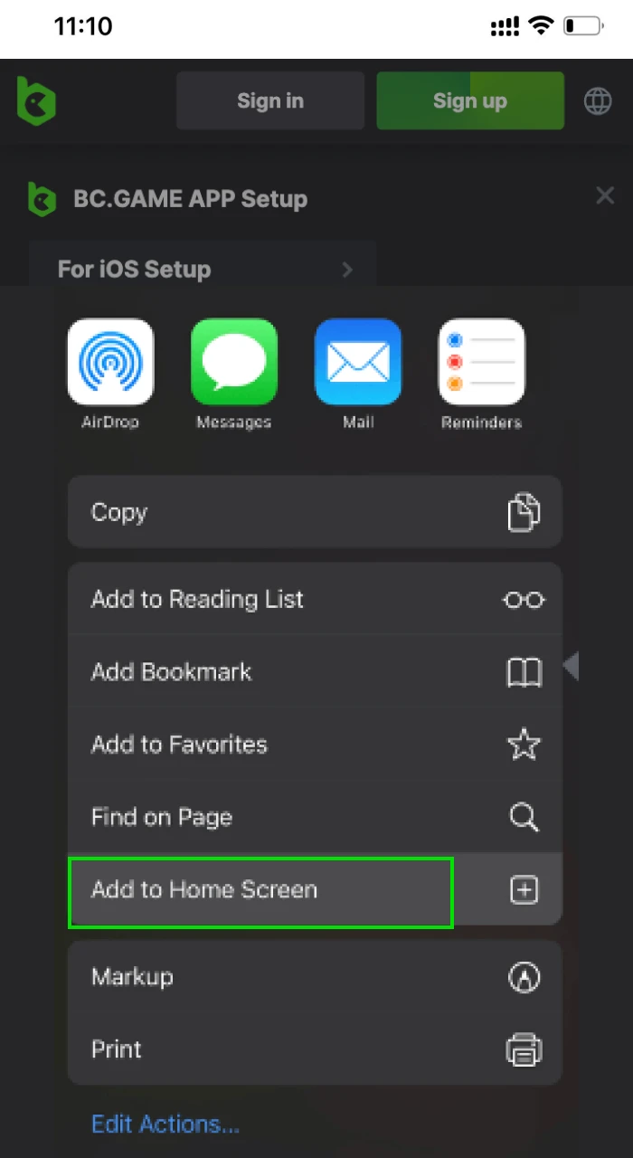 How to download the BC Game online casino application on your iOS phone.