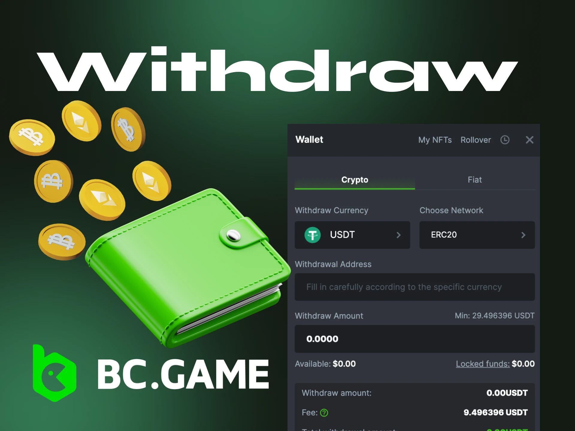 How can I withdraw money from my BC Game online casino account.