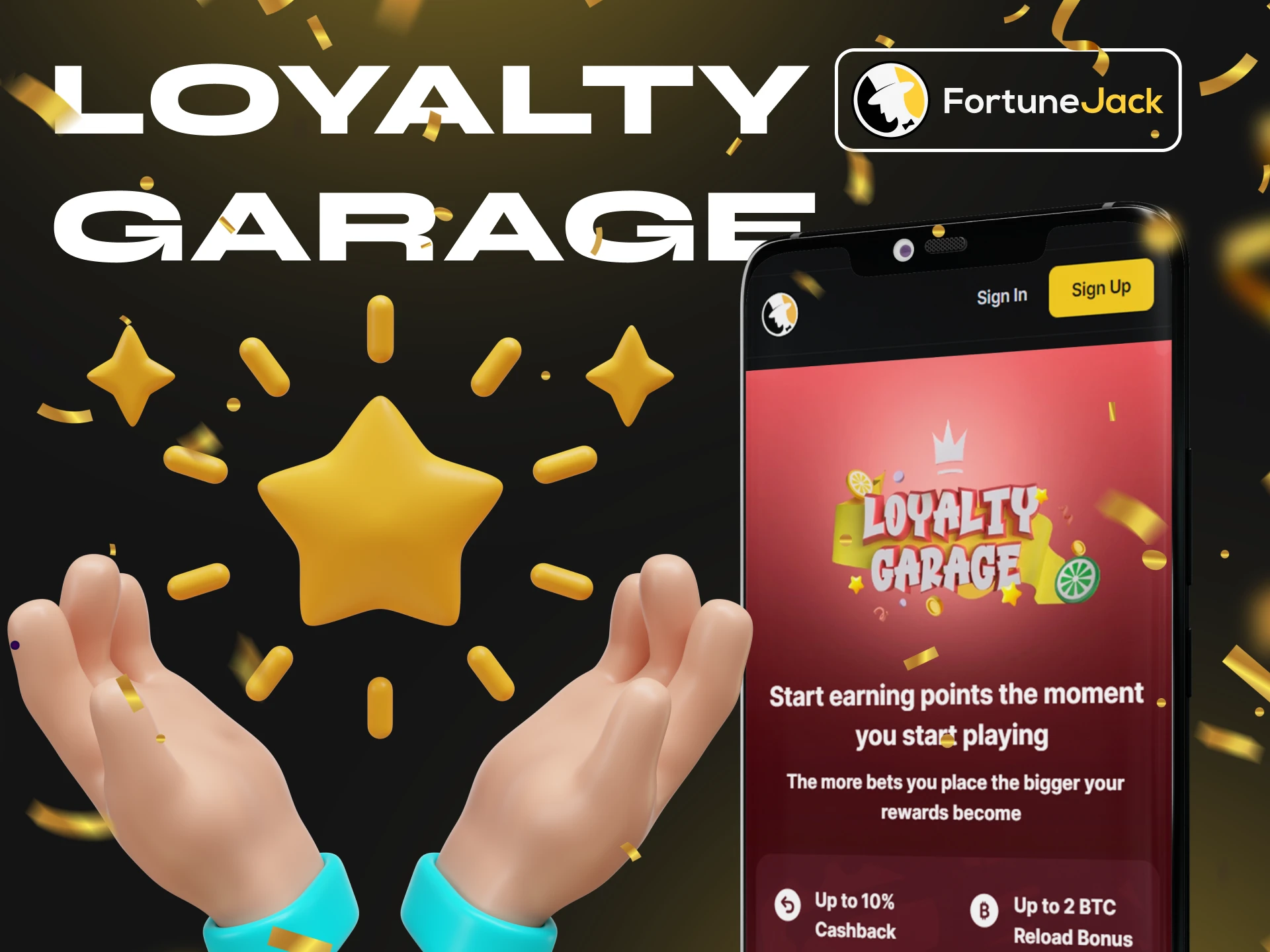 Join the loyalty program on the FortuneJack mobile app.