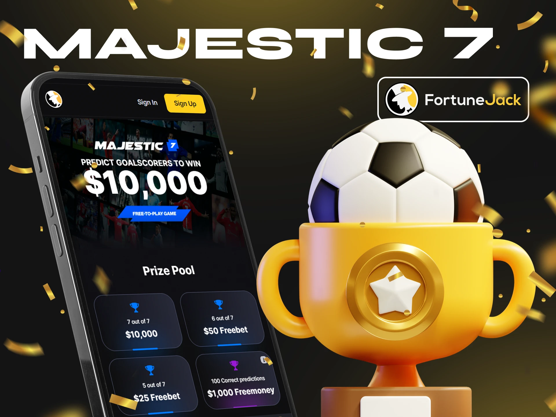 The FortuneJack mobile app has a sports betting bonus.
