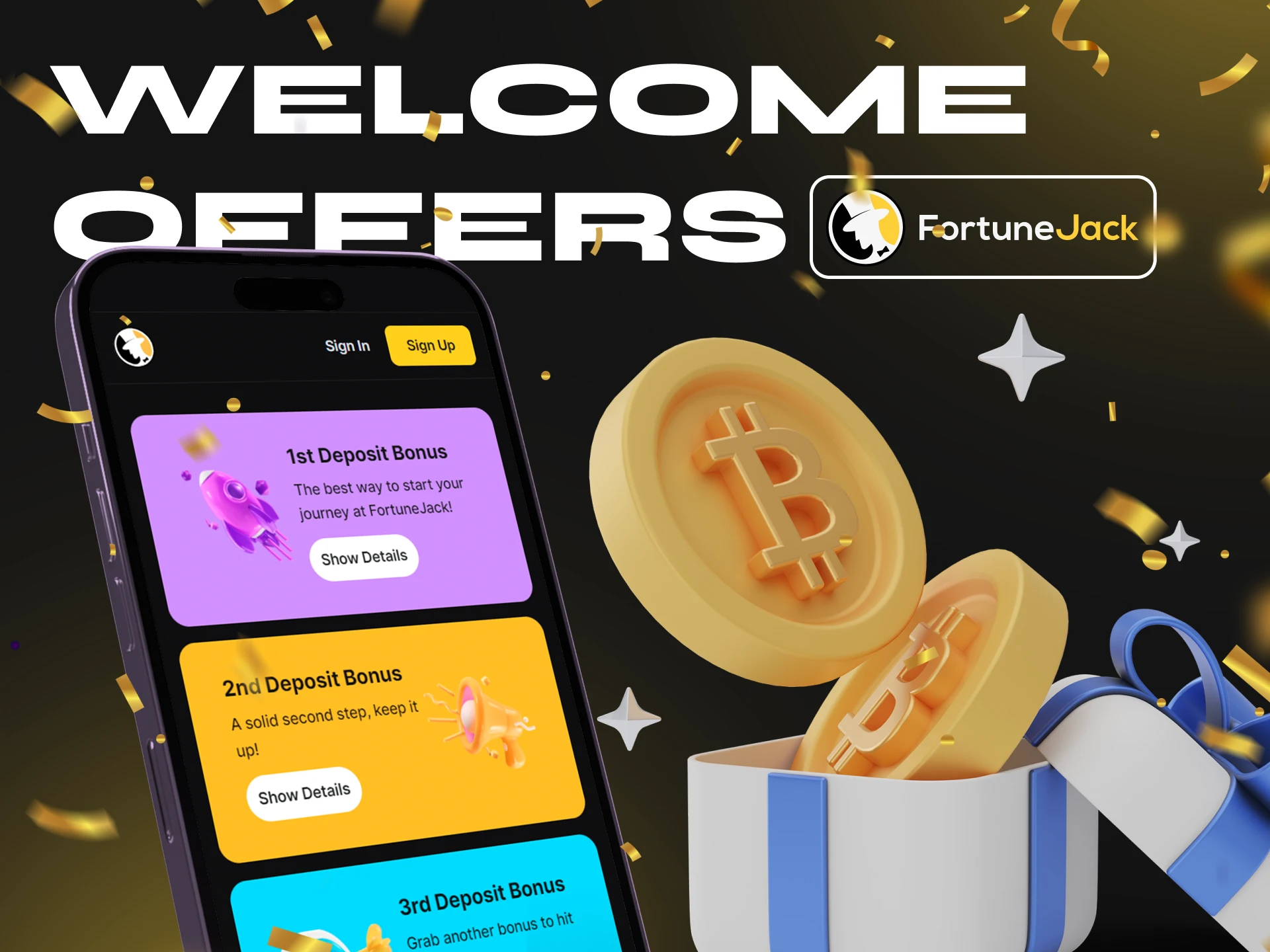 Get a great welcome bonus on the FortuneJack mobile app.