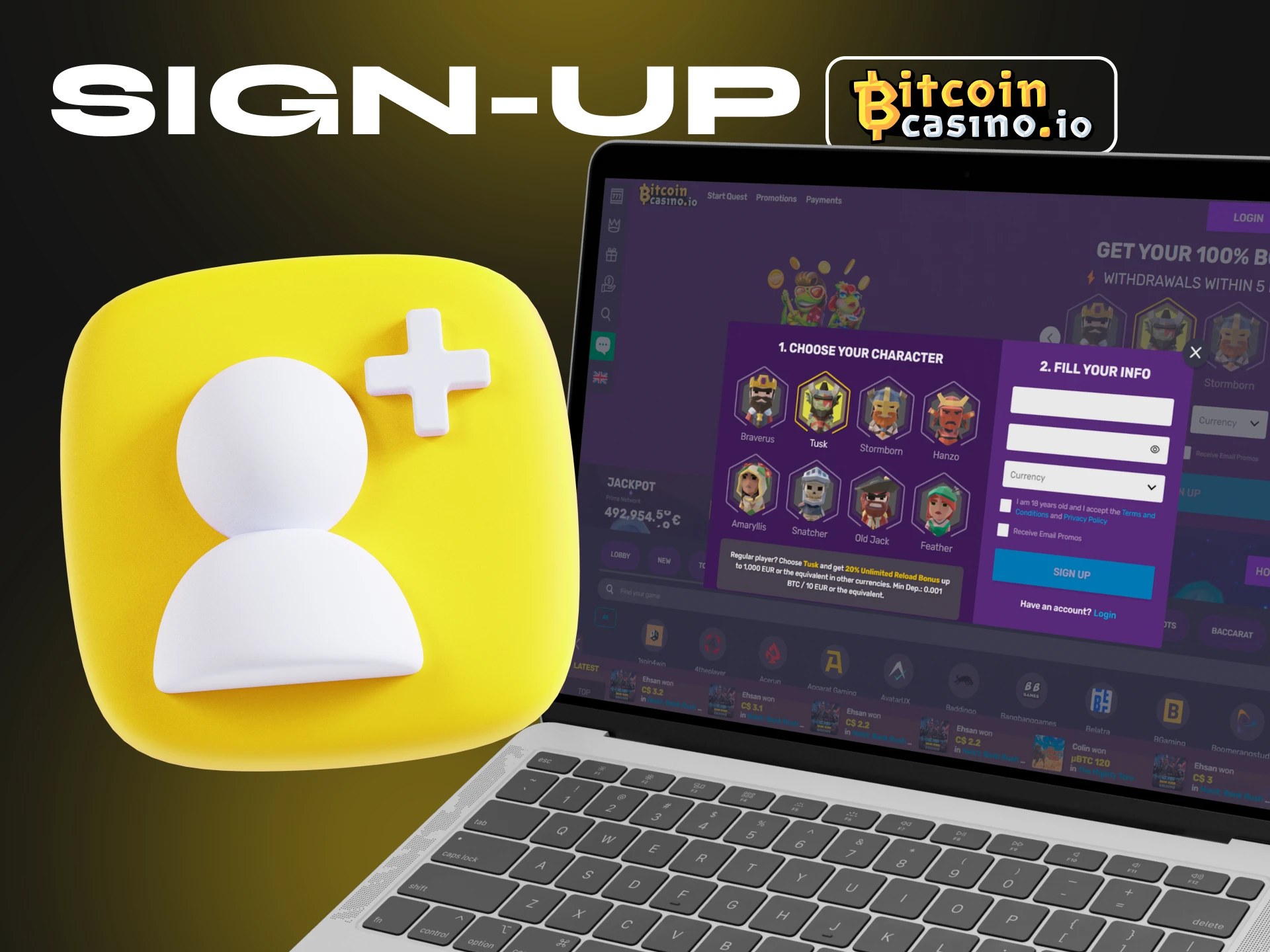 Here is a guide to creating a Bitcoincasino account.