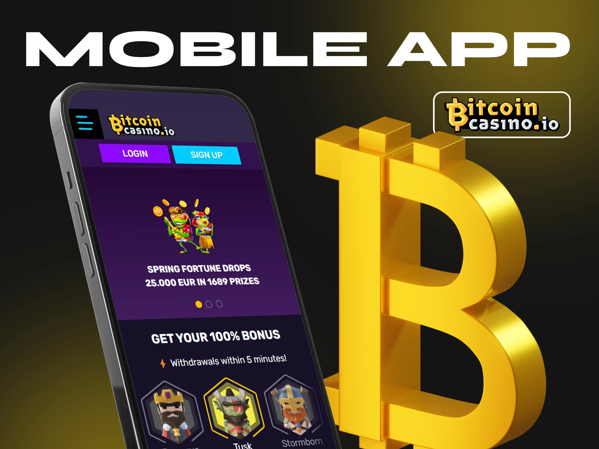 Download the Bitcoincasino app to play casino games wherever you are.
