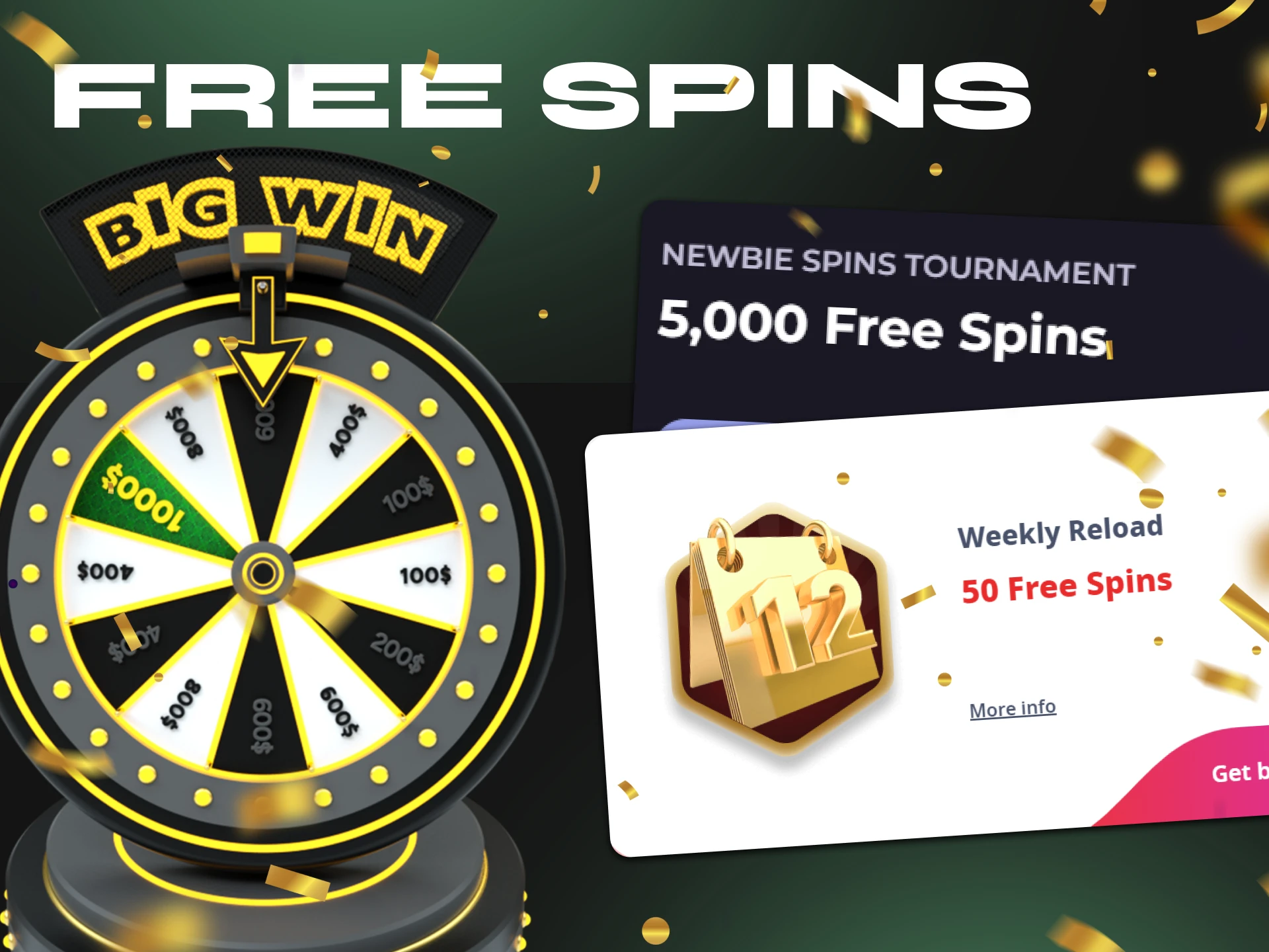 Get the Free Spins Bonus to spend your Blackjack winnings.