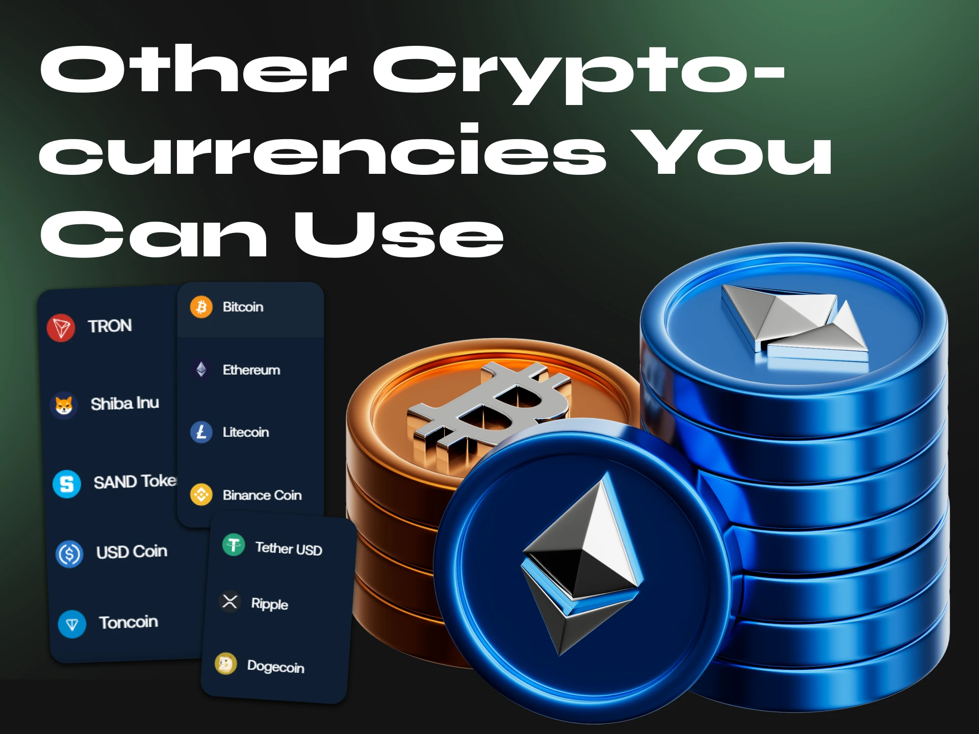 Try playing blackjack with cryptocurrencies such as Bitcoin, Ethereum, USDT and more.