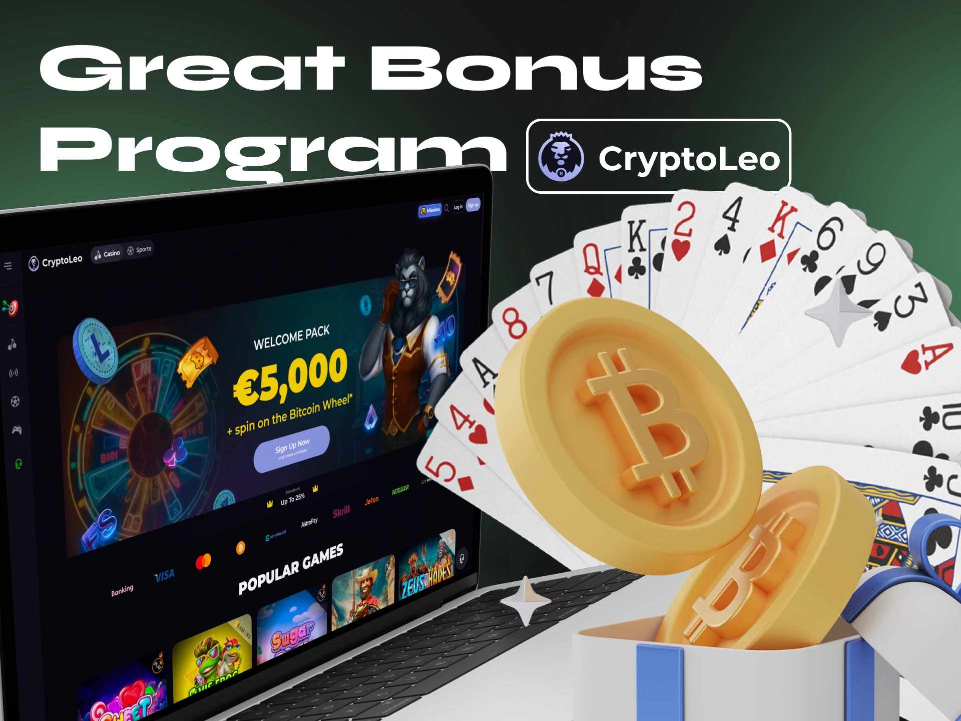 Cryptoleo offers many bonuses for playing blackjack.