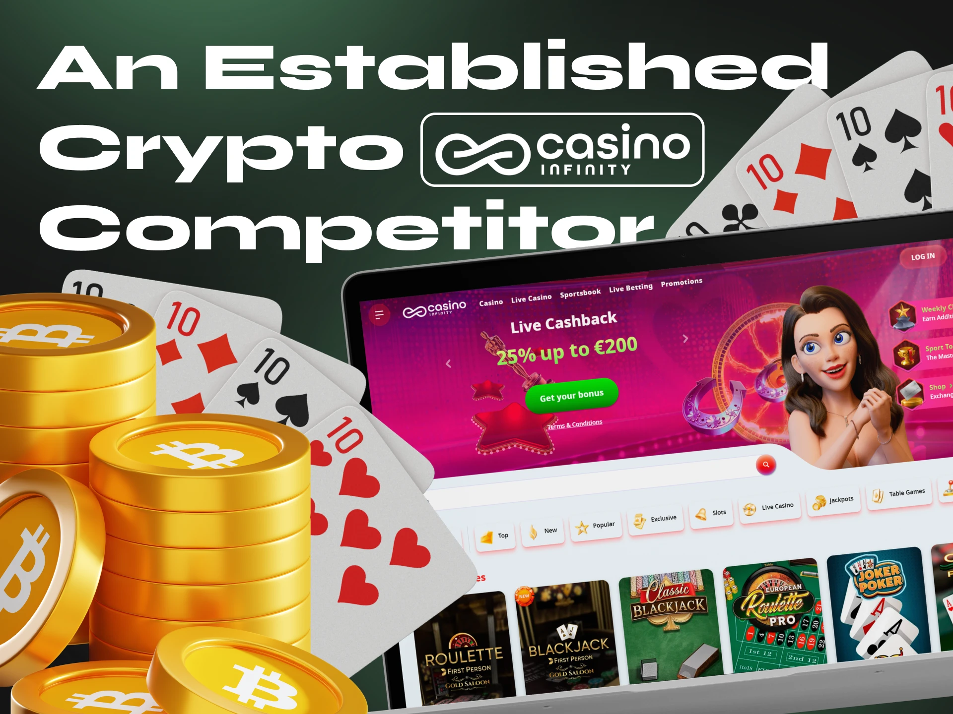Infinity Casino is a good choice for playing blackjack with cryptocurrency.