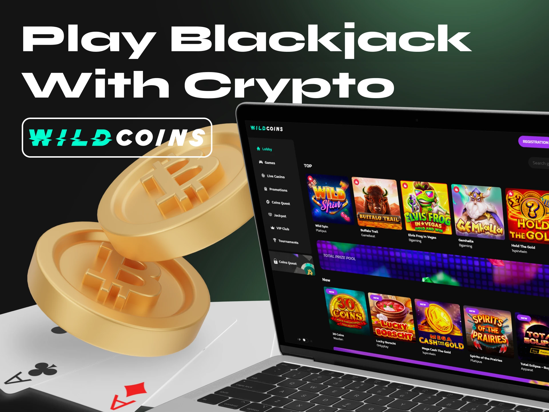 Play blackjack with cryptocurrency on Wildcoins.