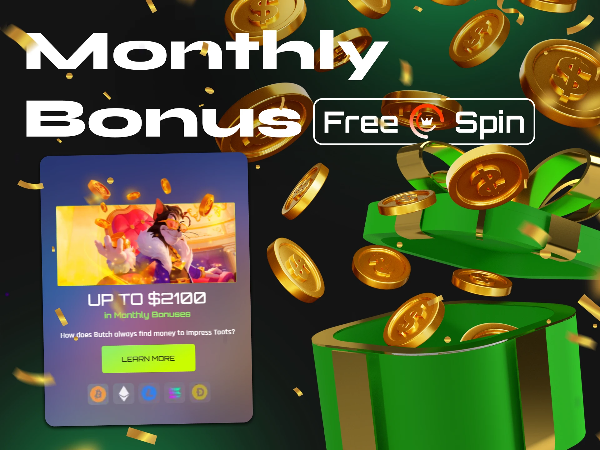 Free Spin Casino has a Monthly Bonus with which you can get big money.