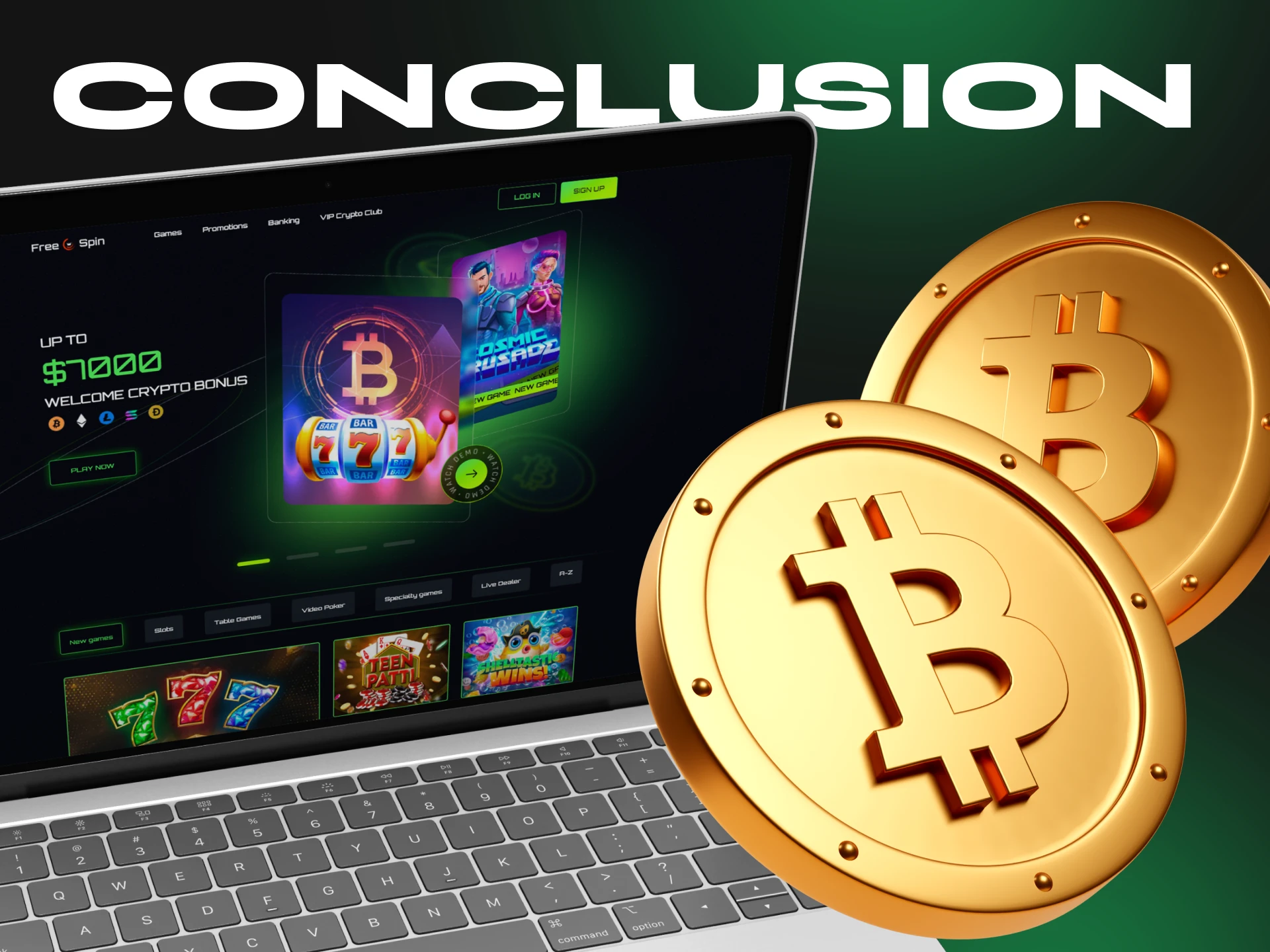 Place your bets with crypto at Free Spin Casino and win.