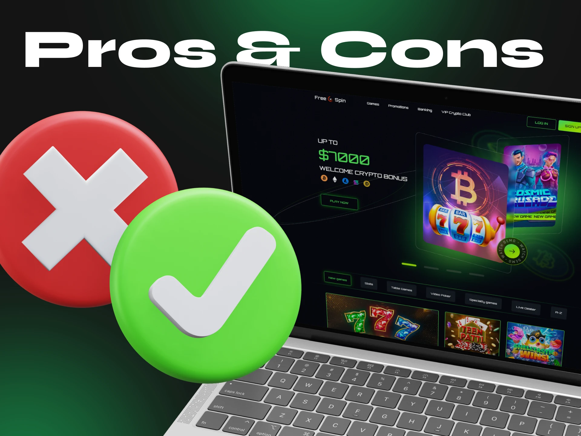 Free Spin Casino has many advantages for crypto betting.