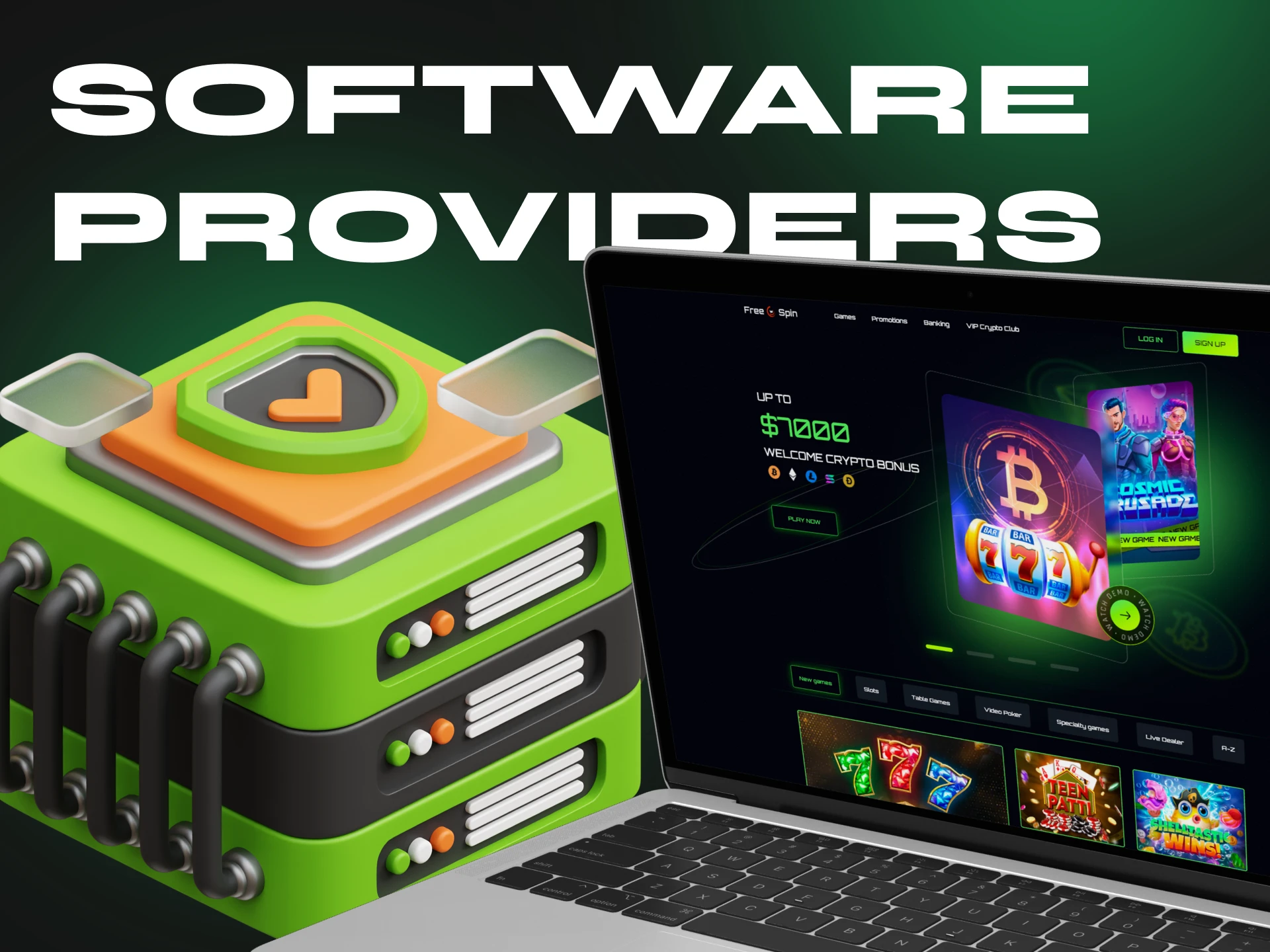 Free Spin Casino partners with profitable software providers.