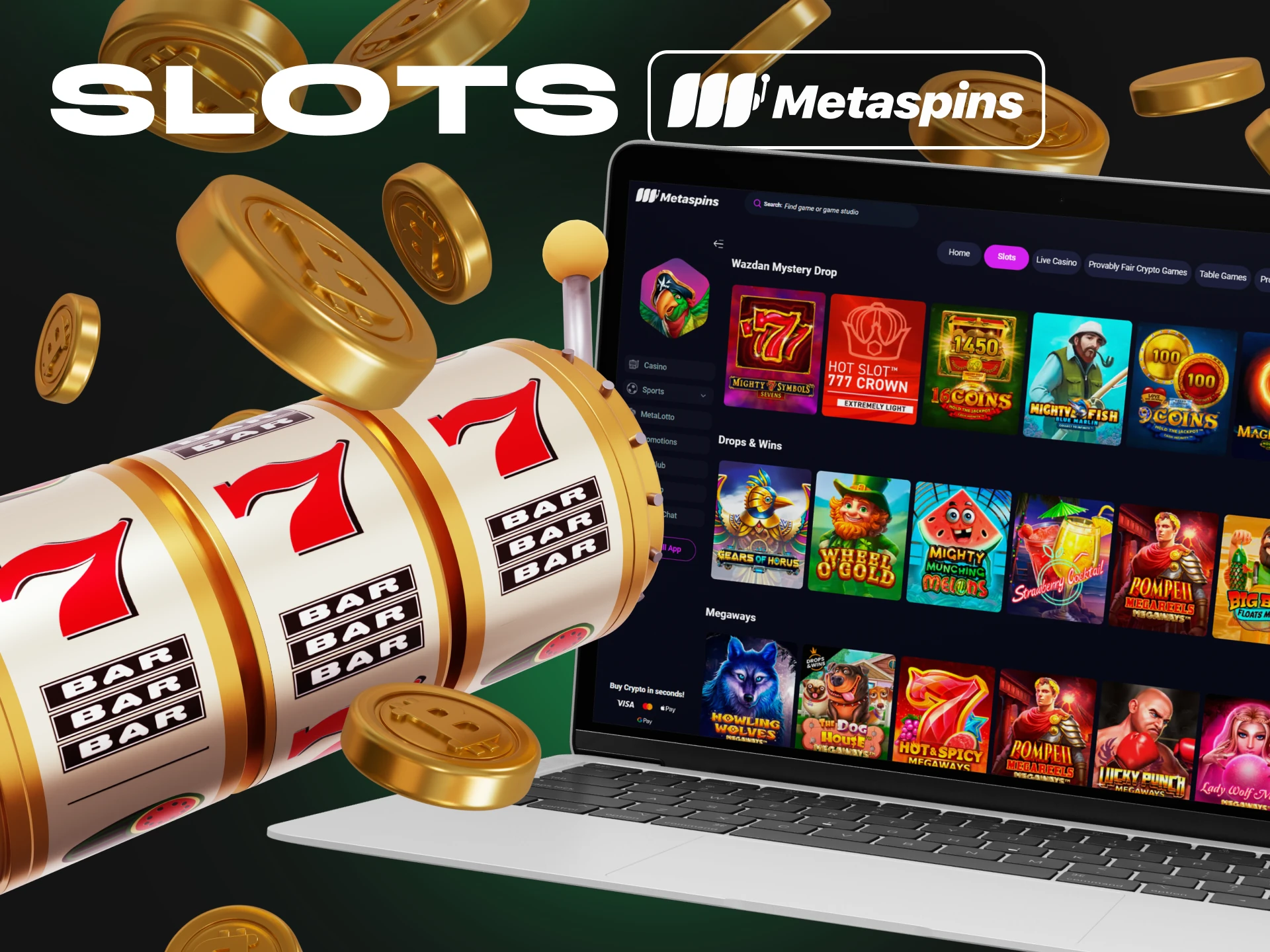 Metaspins has a really large slots section.
