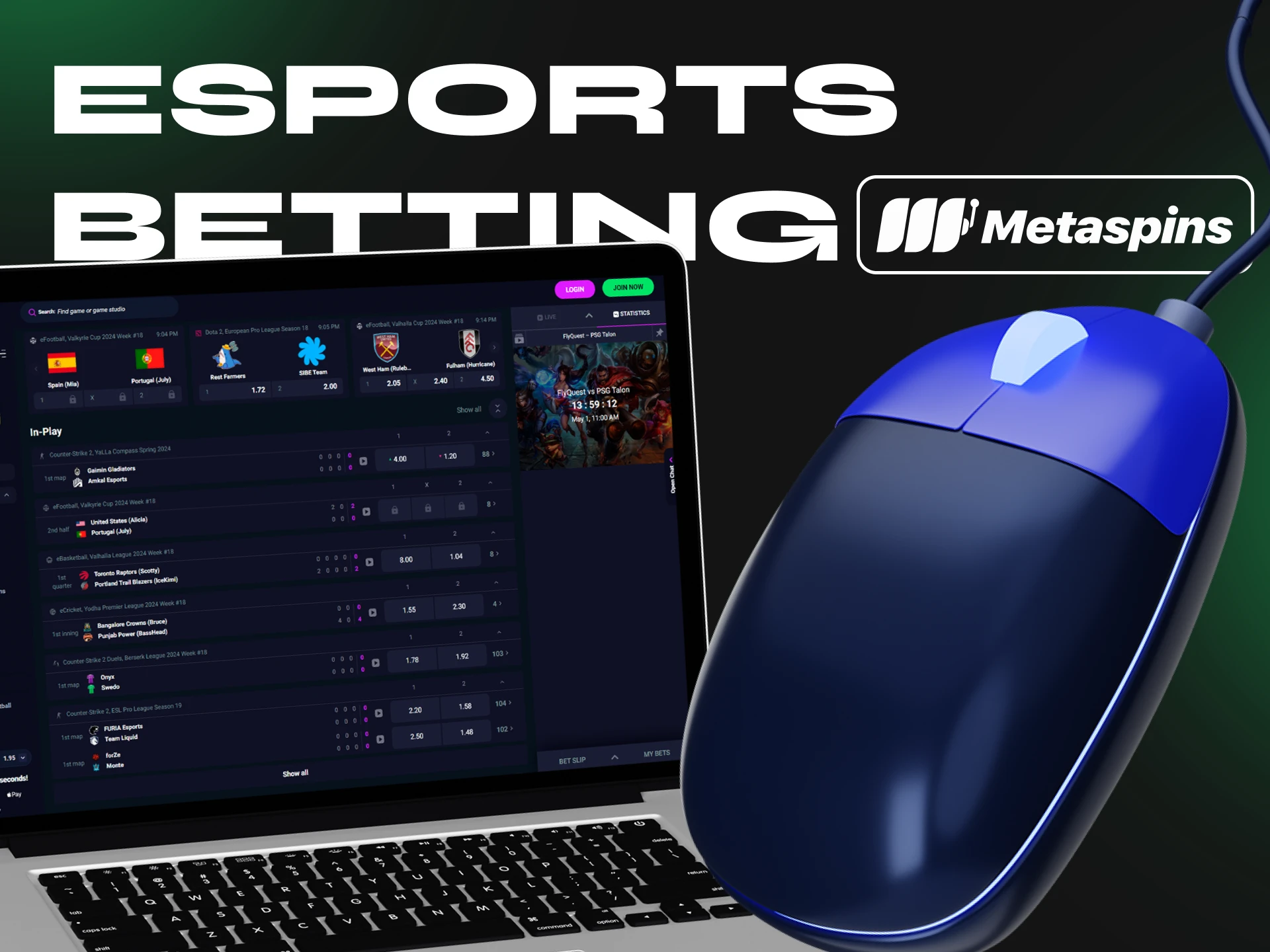 If you are a gamer, try betting on eSports at Metaspins.