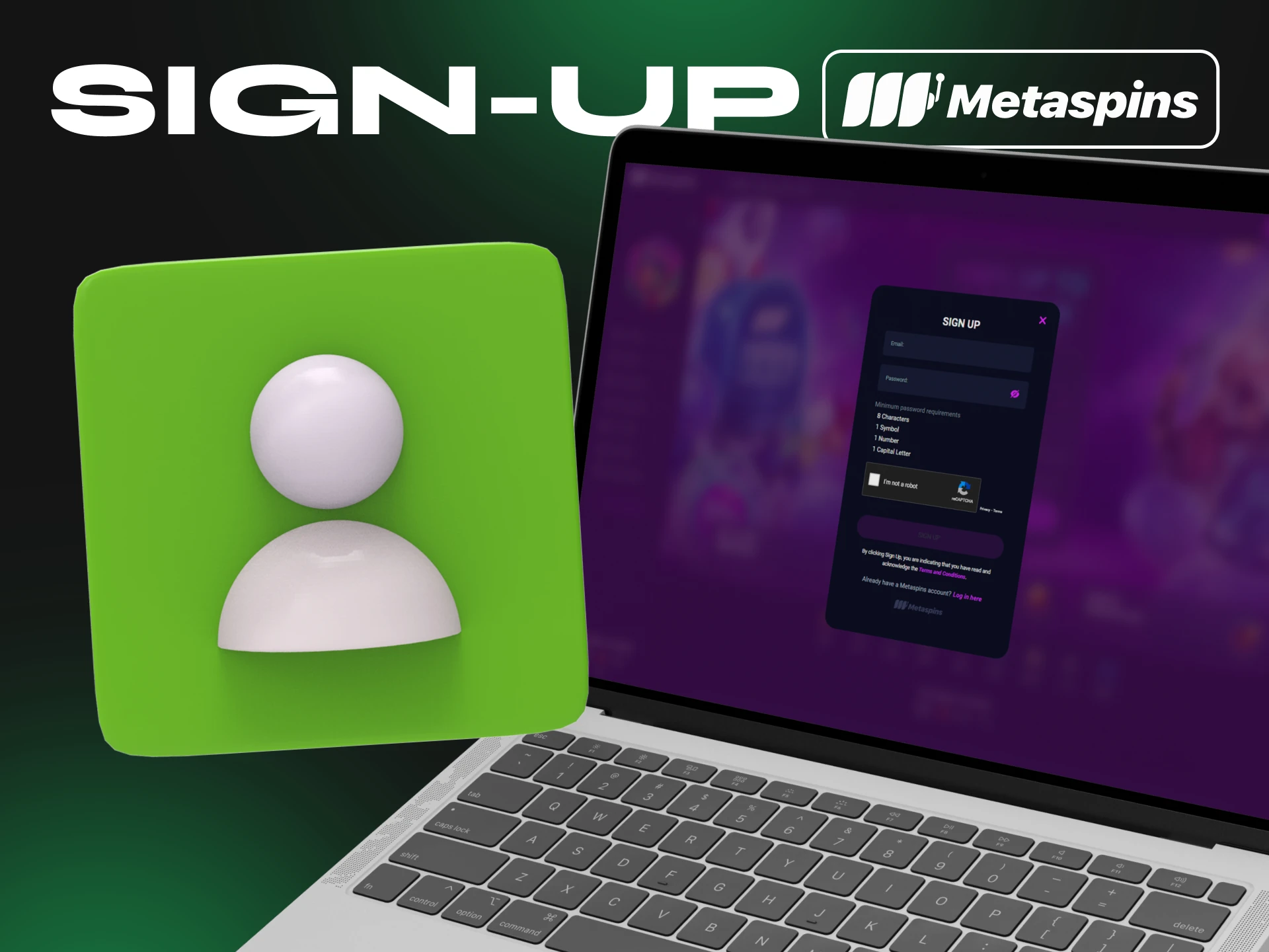Metaspins has a simple registration form.
