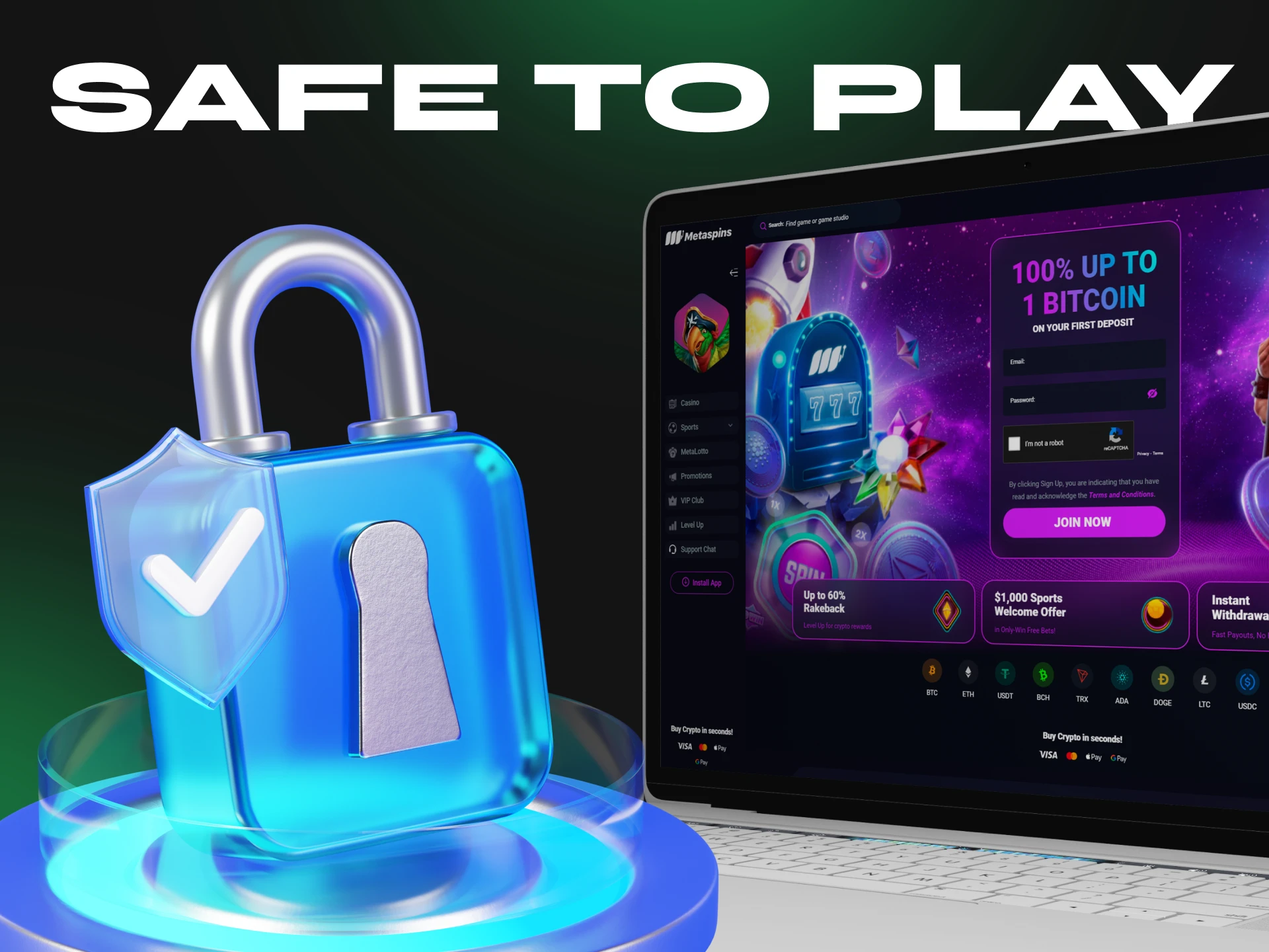 Metaspins is a reliable casino that provides highly qualified data security for its users.