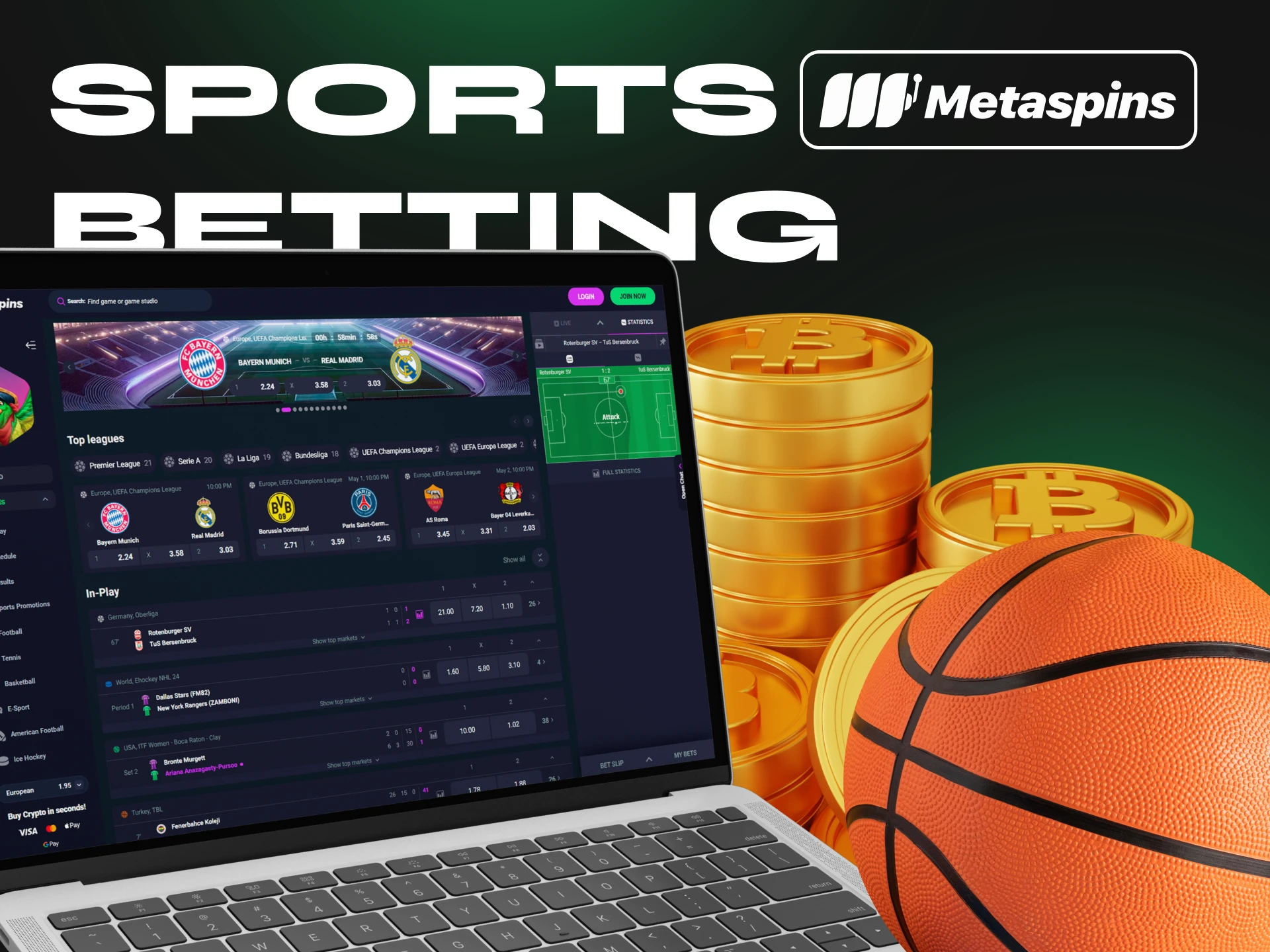 Metaspins offers many popular sports to bet on.