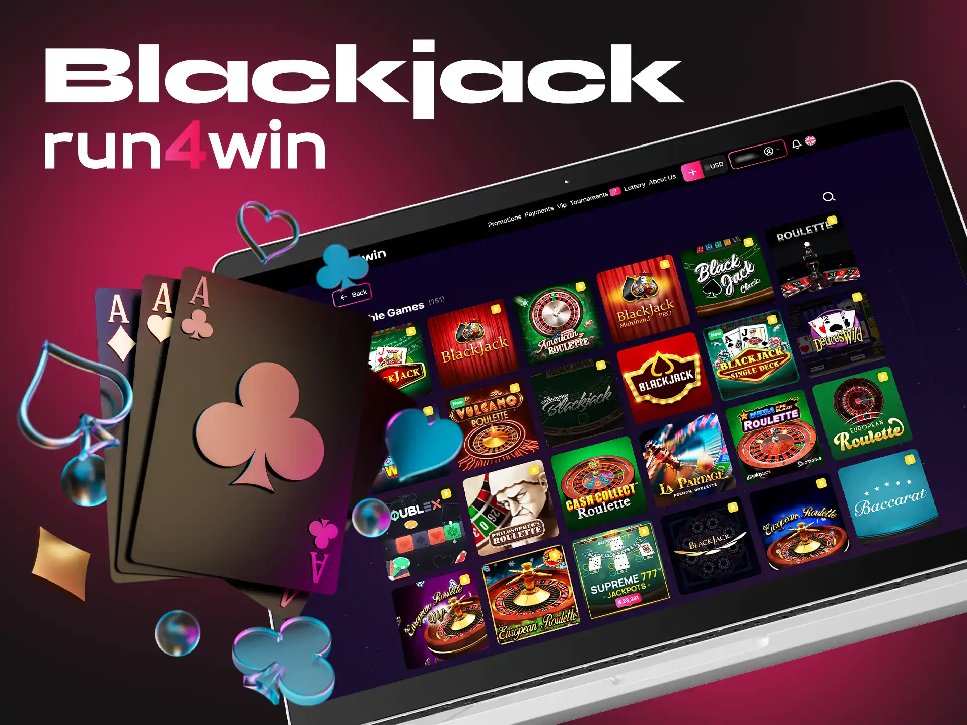 For fans of the blackjack game, Run4Win offers dozens of tables.