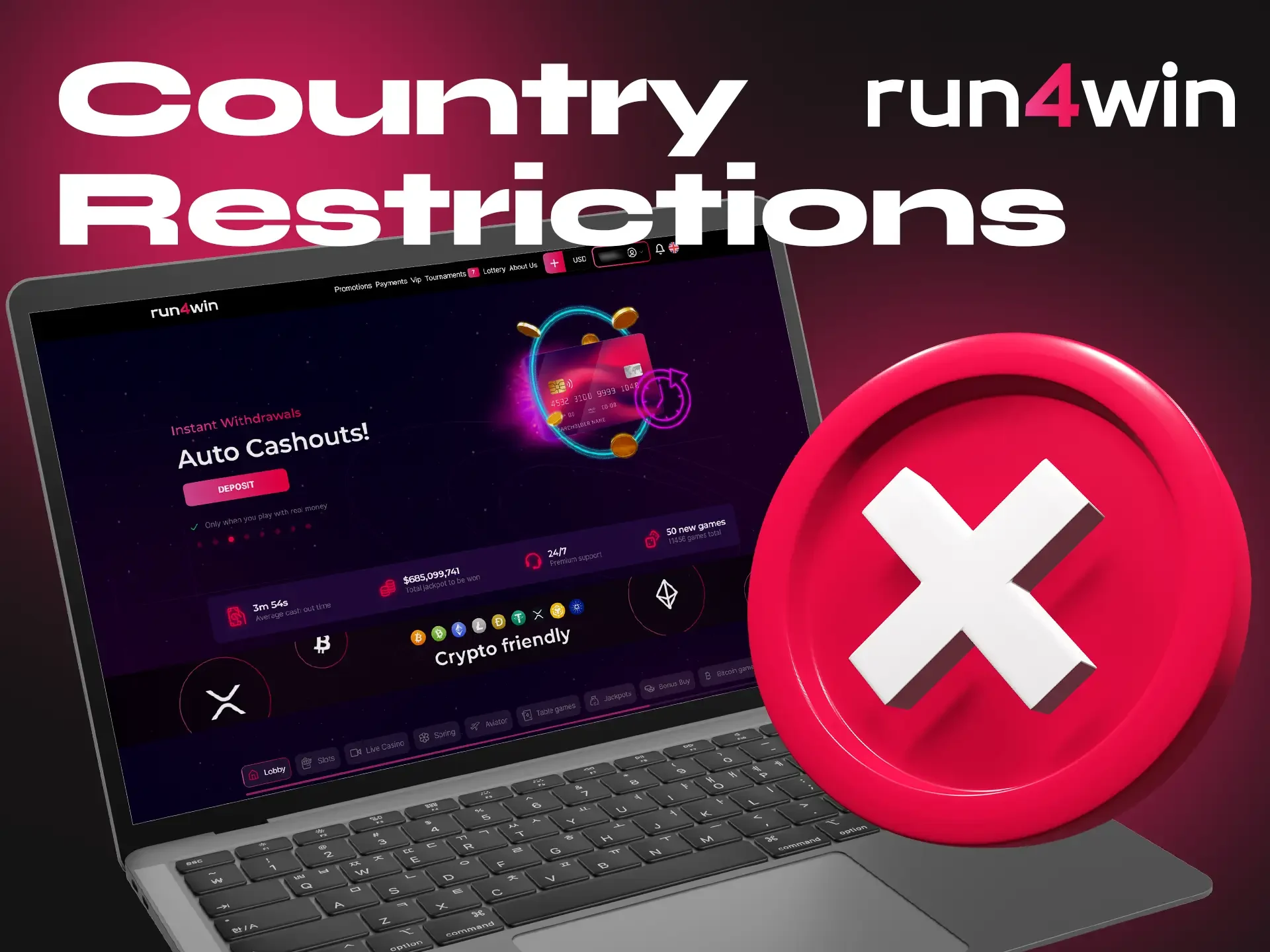 List of countries where Run4Win is not available.