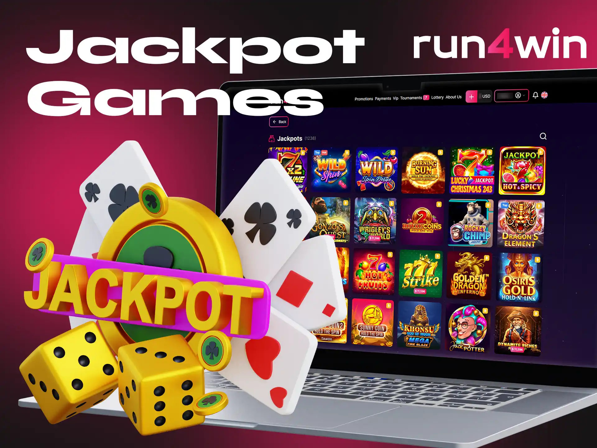 At Run4Win you will find a wide range of jackpot games.