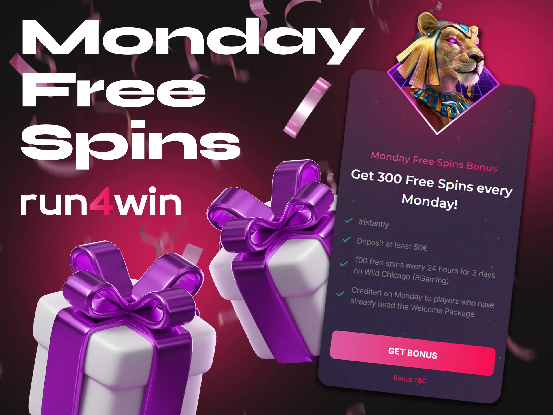 Run4Win offers a large number of bonuses including Monday Free Spins.