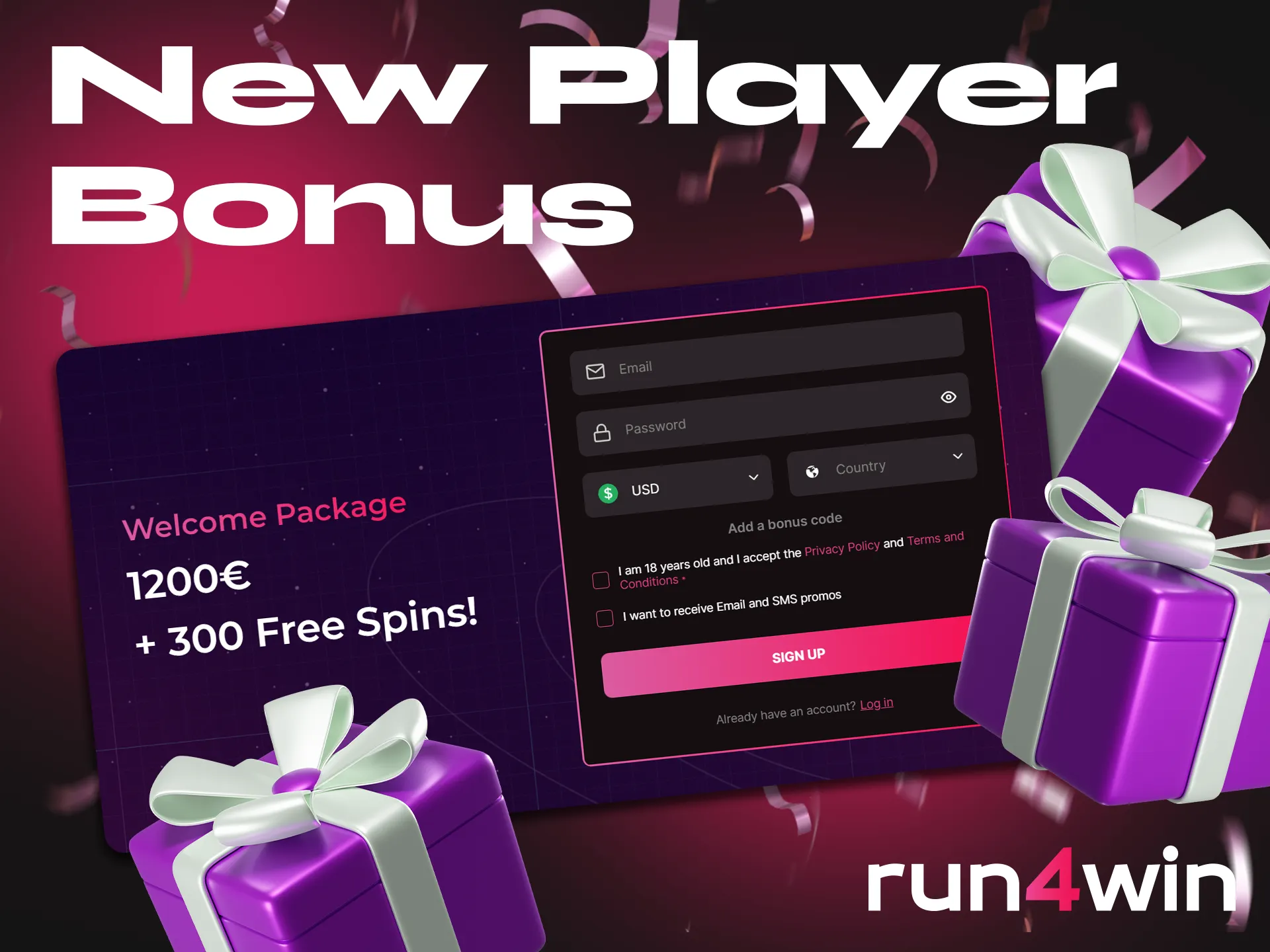 Run4Win Casino is giving a generous bonus for new players.