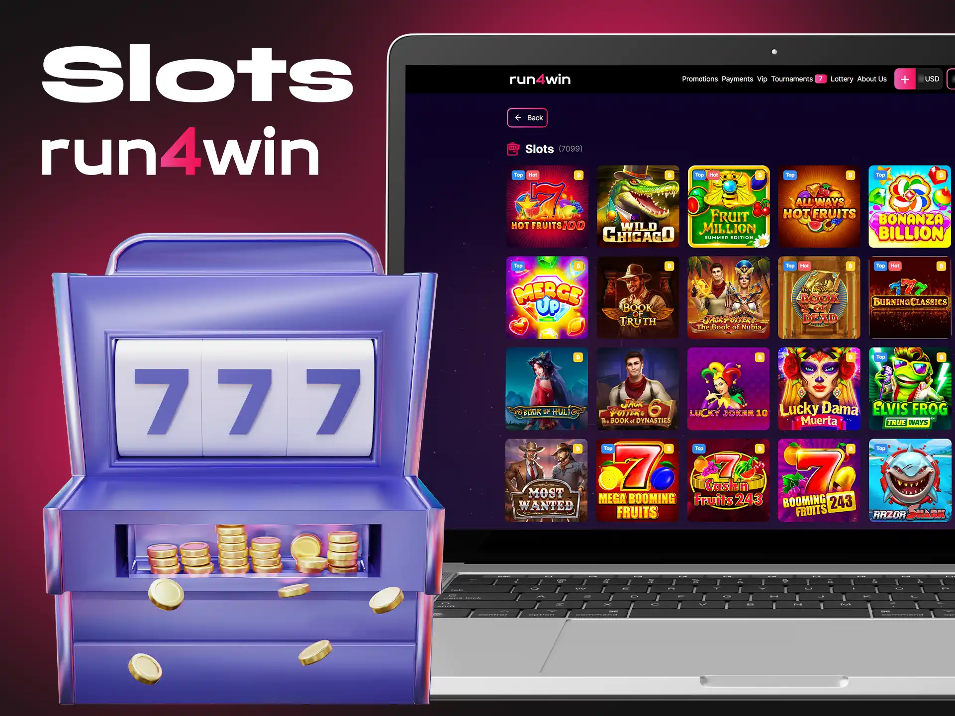 Online slots are very popular among Run4Win players.