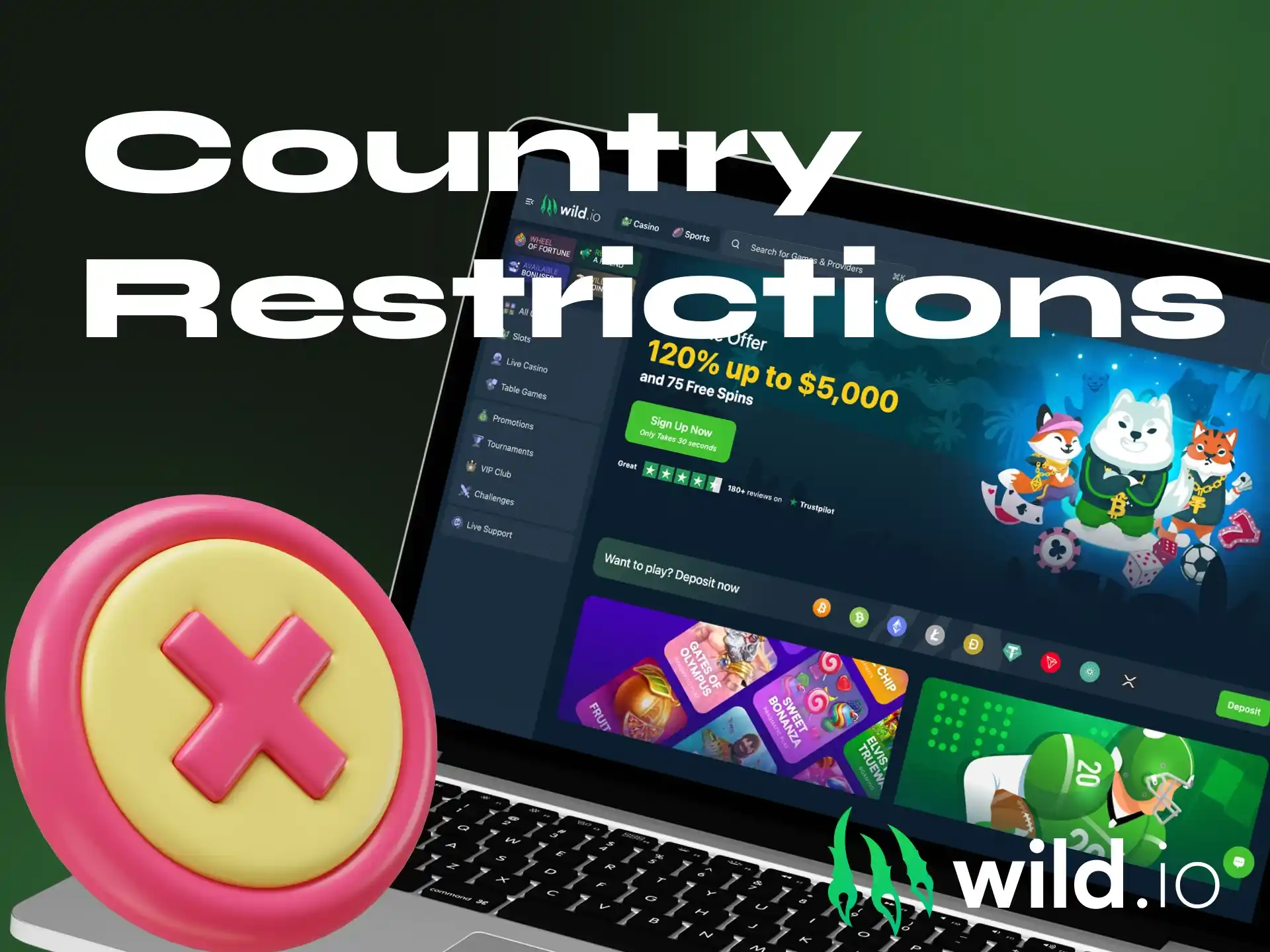 In which countries are there restrictions for the Wildio online casino.