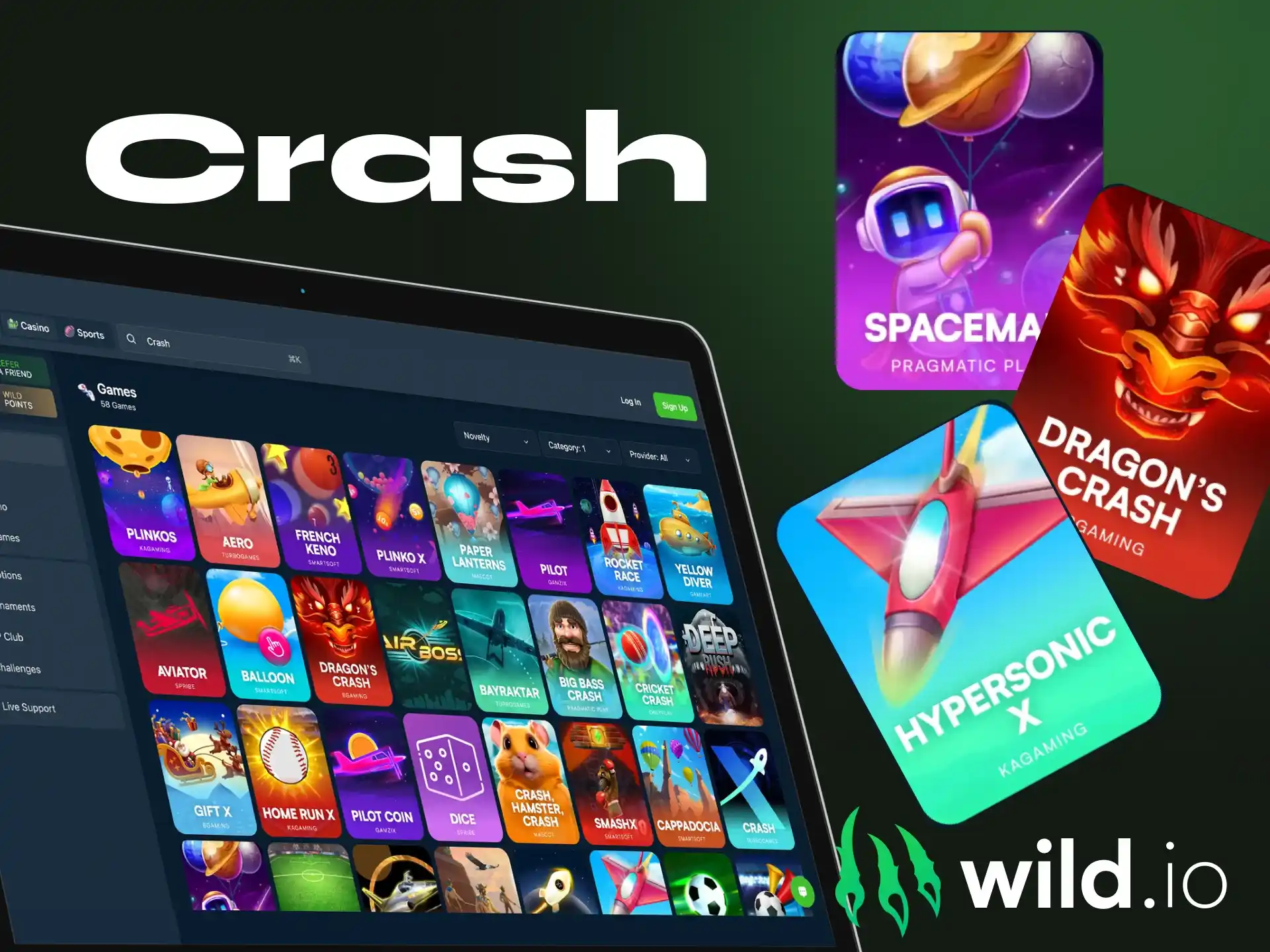 Can I find crash games in the Wildio online casino.