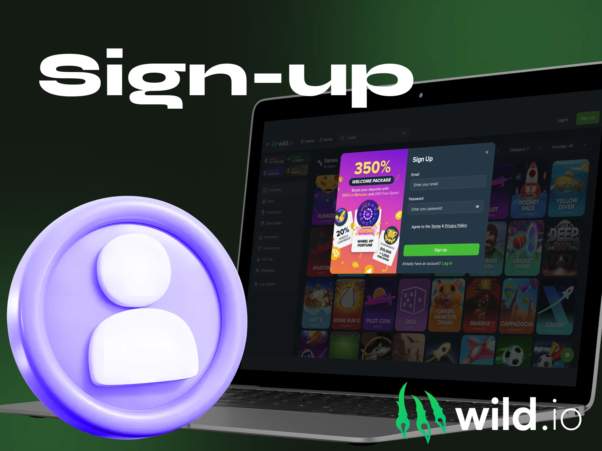 How can I create a new account at the Wildio online casino.