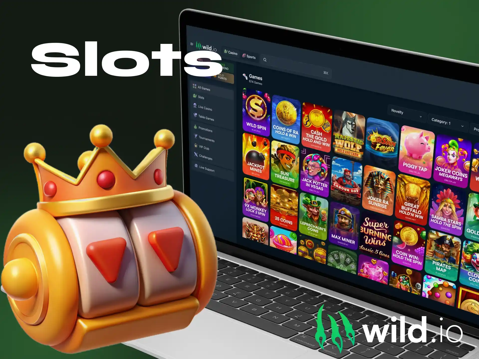 What slot games are there at Wildio online casino.